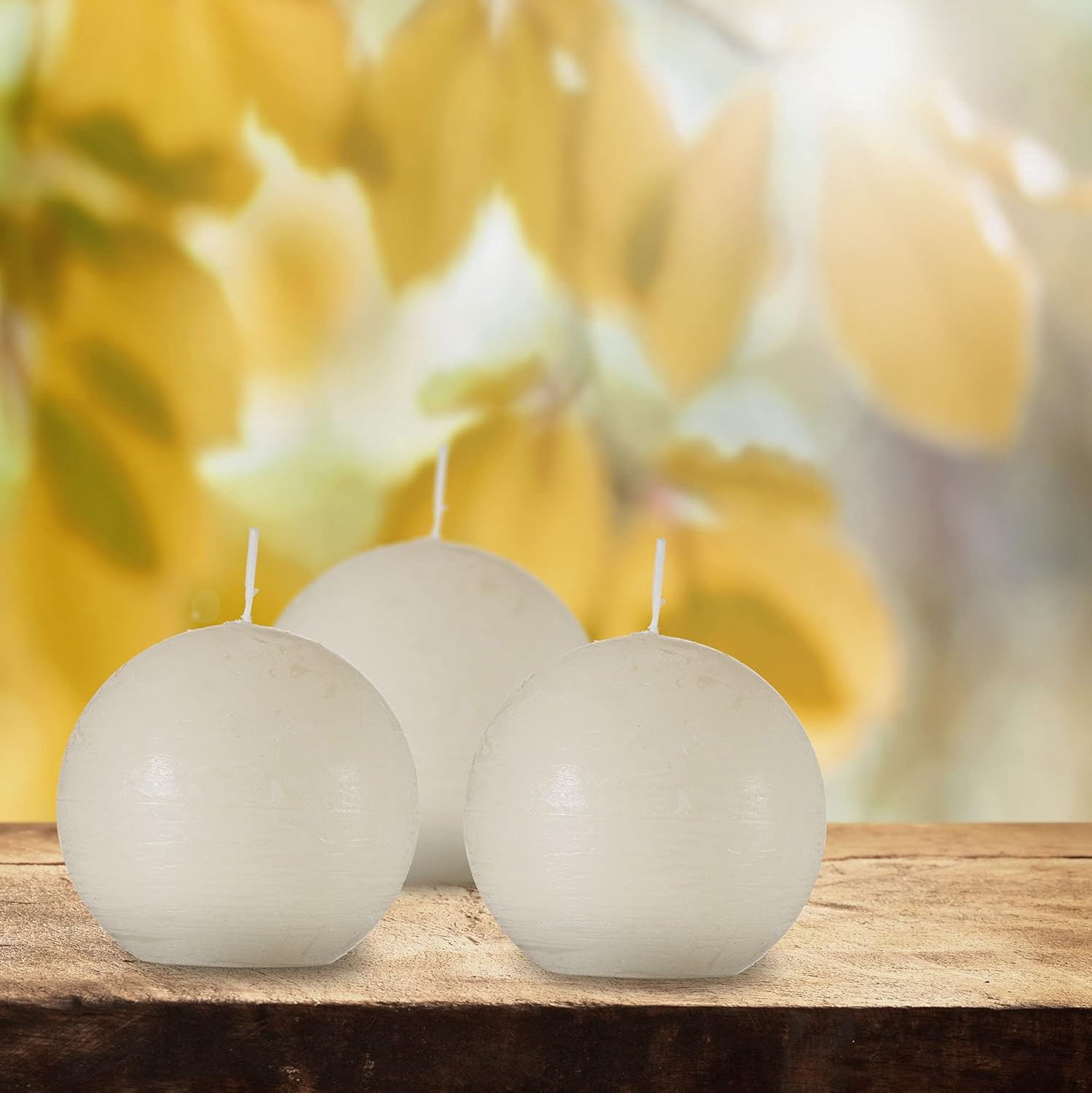 Velas redondas rústicas de color marfil, velas de bola de marfil de 3 pulgadas, velas decorativas para bodas, celebraciones, vacaciones y decoración