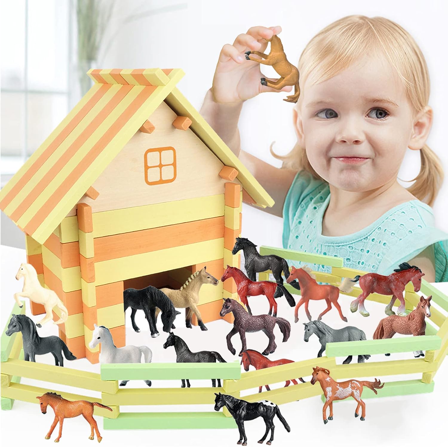 RCOMG 18 piezas de juguetes de caballo para niñas y niños, figuras de caballo de caballo de caballo miniatura de plástico de granja realista, regalo
