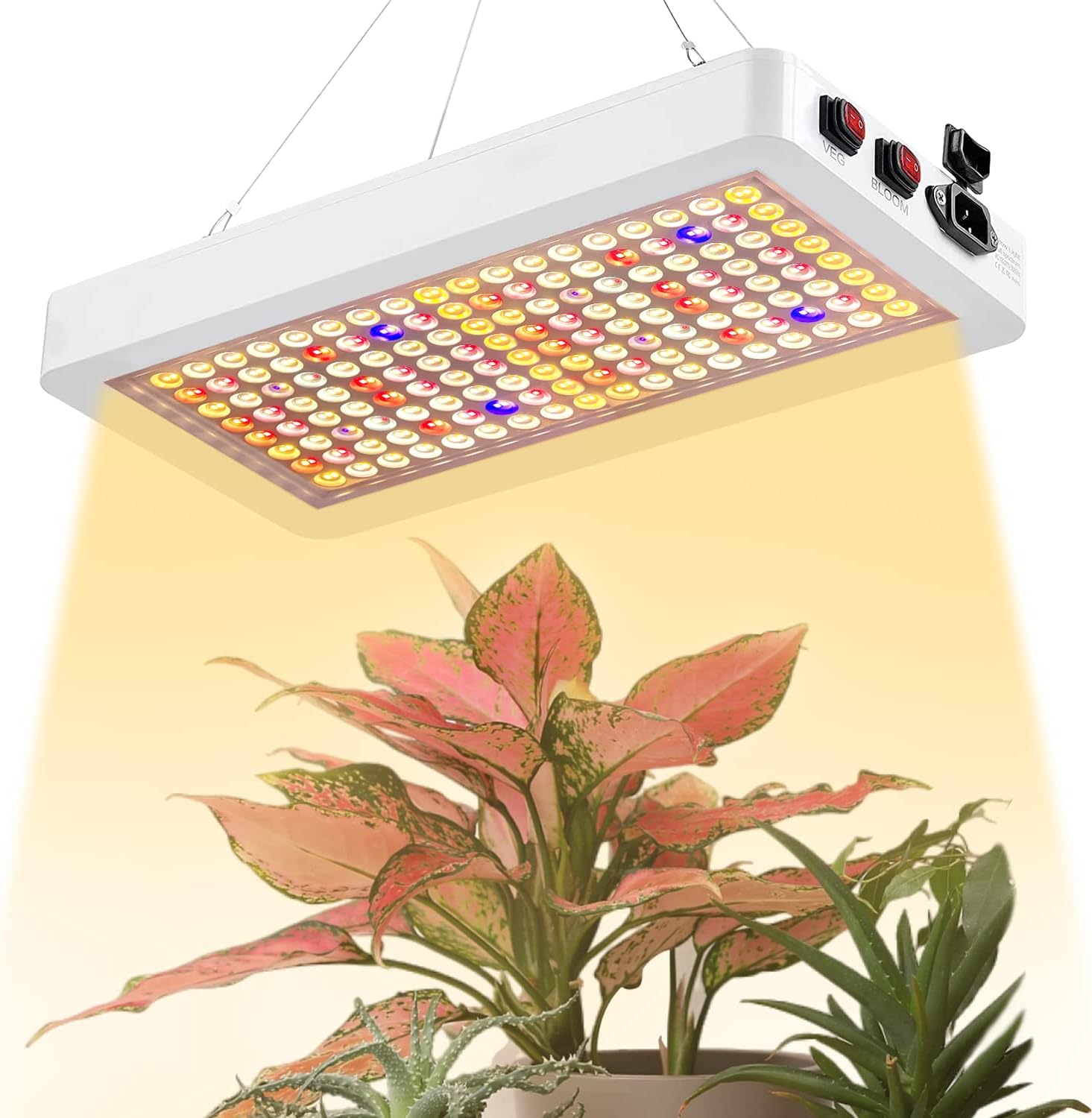 Luces LED de crecimiento mejoradas de 2000 W con interruptor doble, luz de plantas de espectro completo de doble chip, luz de cultivo de plantas