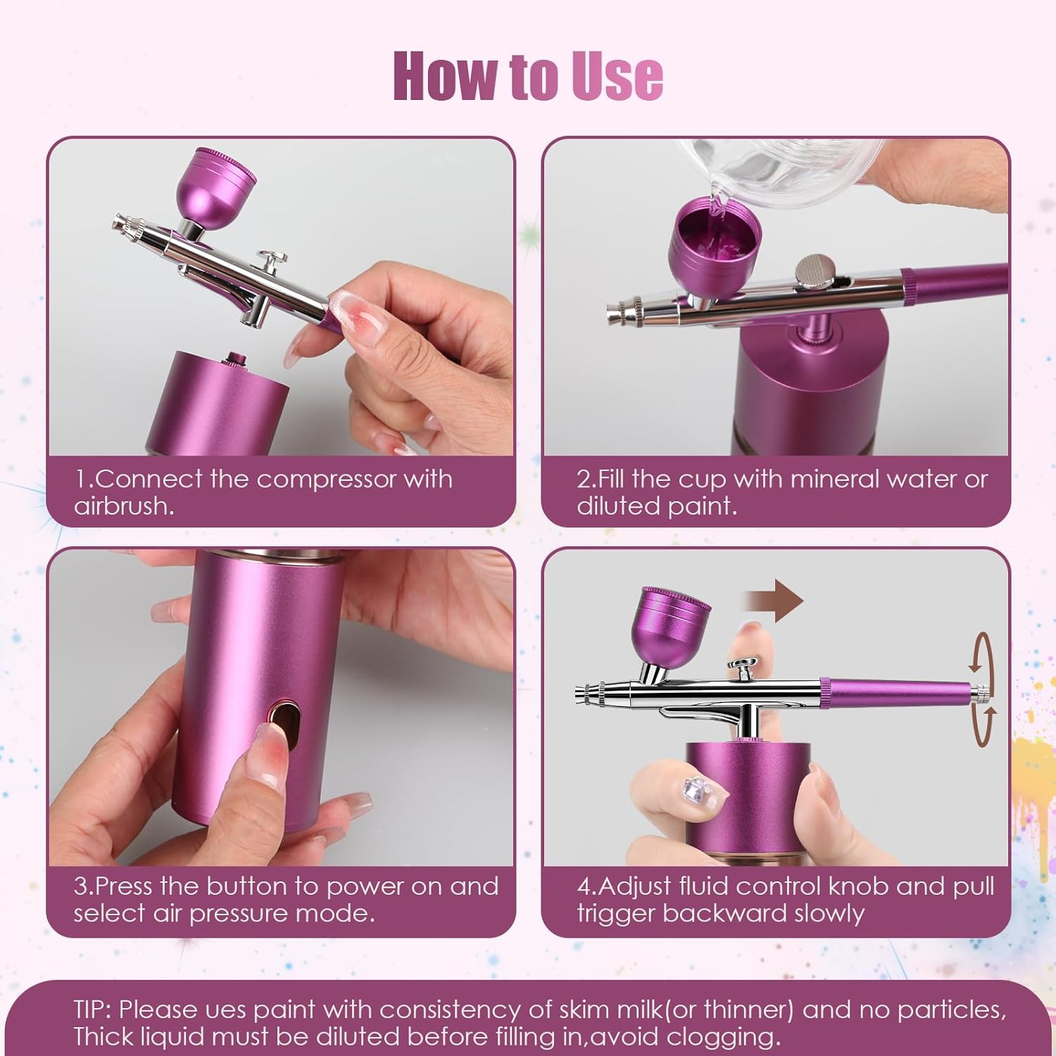Airbrush-Kit – Cepillo de aire inalámbrico de alta presión con compresor – Aerógrafo para uñas Mini recargable de mano aerógrafo máquina para