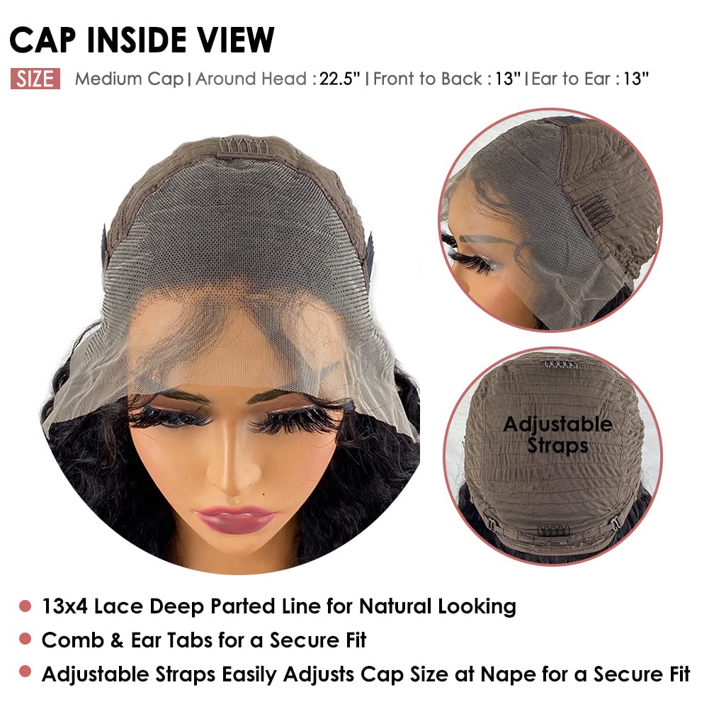 Brennas Pelucas de cabello humano rizado con encaje frontal para mujer, sin pegamento, con ondas profundas, pelucas de cabello humano prearrancado