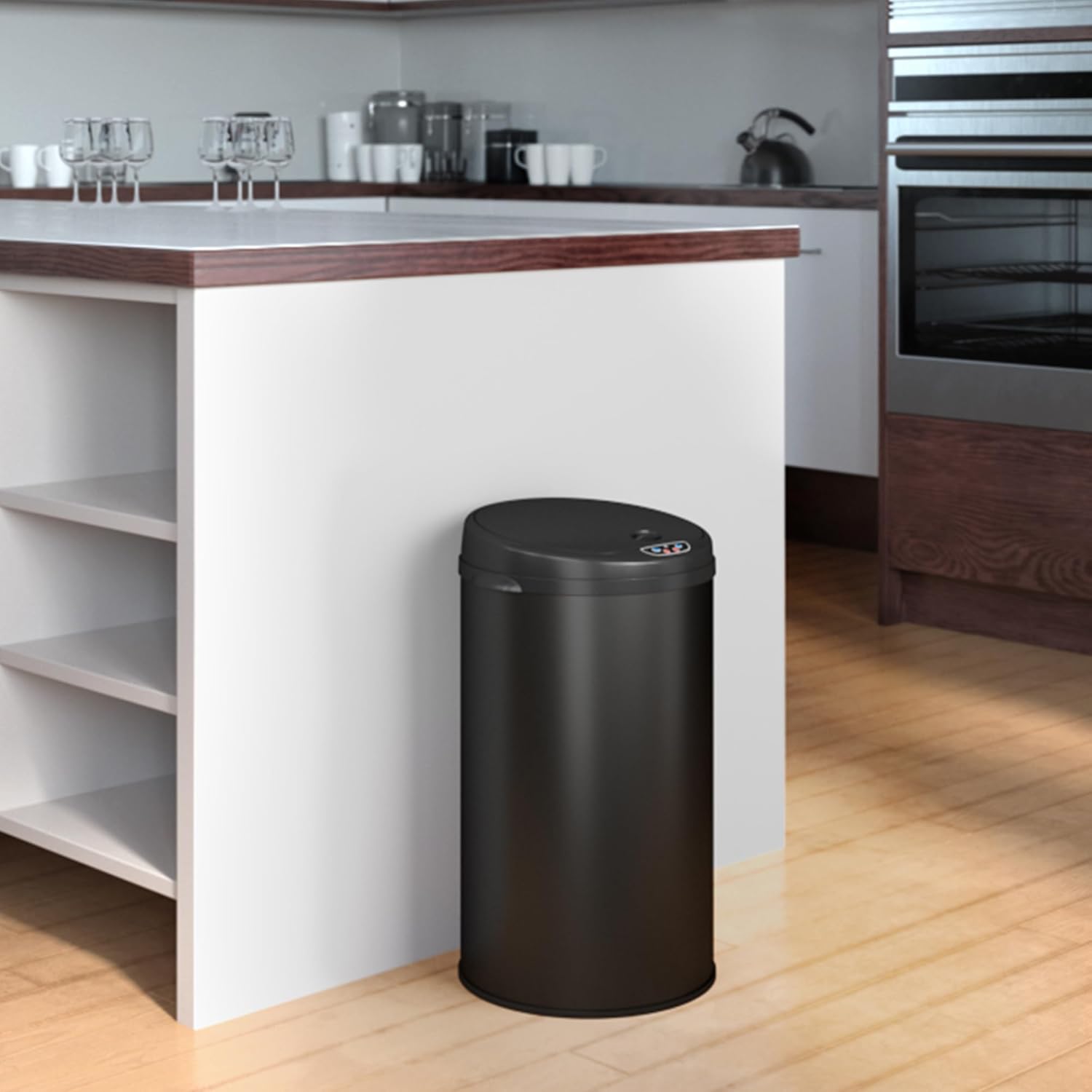 iTouchless Cubo de basura de acero, perfecto para el hogar, cocina, oficina, cubo de basura con sensor sin contacto de 8 galones con sistema de