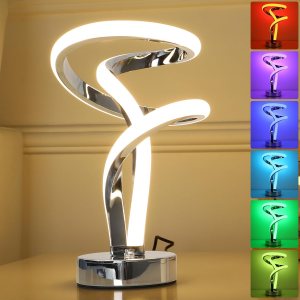 Lámparas de mesa en espiral únicas táctiles, 7 colores regulables, lámpara de mesita de noche, atmósfera, moderna, lámpara de mesita de noche, Lámparas de mesa en espiral únicas táctiles, 7 colores regulables, lámpara de mesita de noche, atmósfera, moderna, lámpara de mesita de noche,