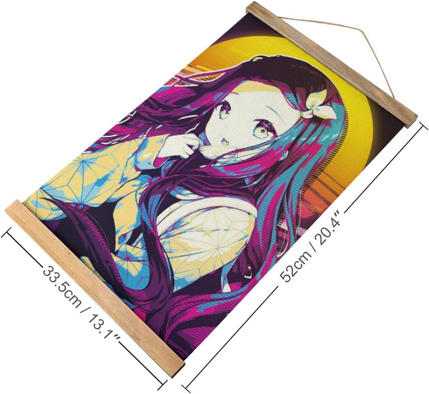 BAWUTZ Bonito póster de desplazamiento de Nezuko Kamado para decoración de pared, cuadros colgantes, marco de madera, kit magnético para decoración