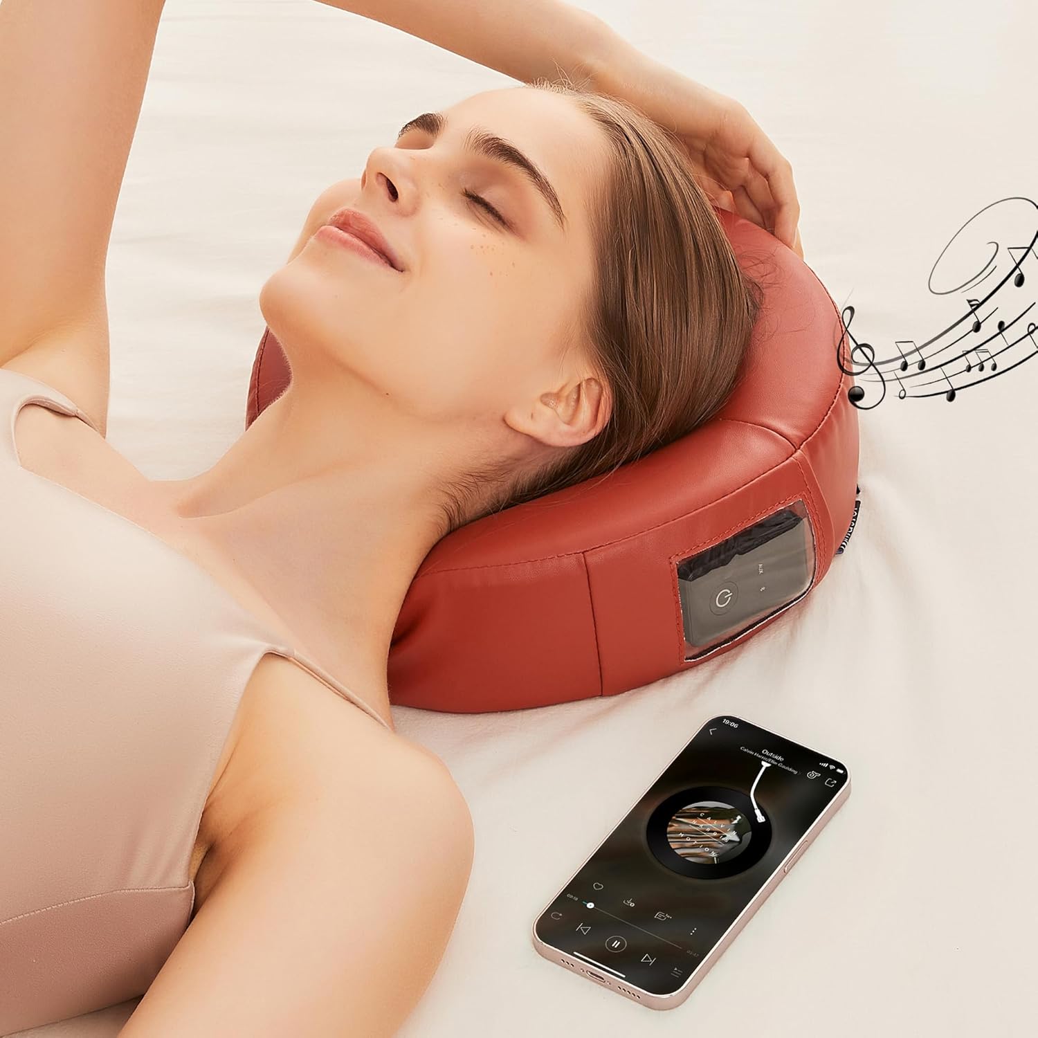 Master Massage Music Master Crescent – Cojín redondo de alta fidelidad con sonido facial, almohada de masaje Bluetooth, almohadilla para