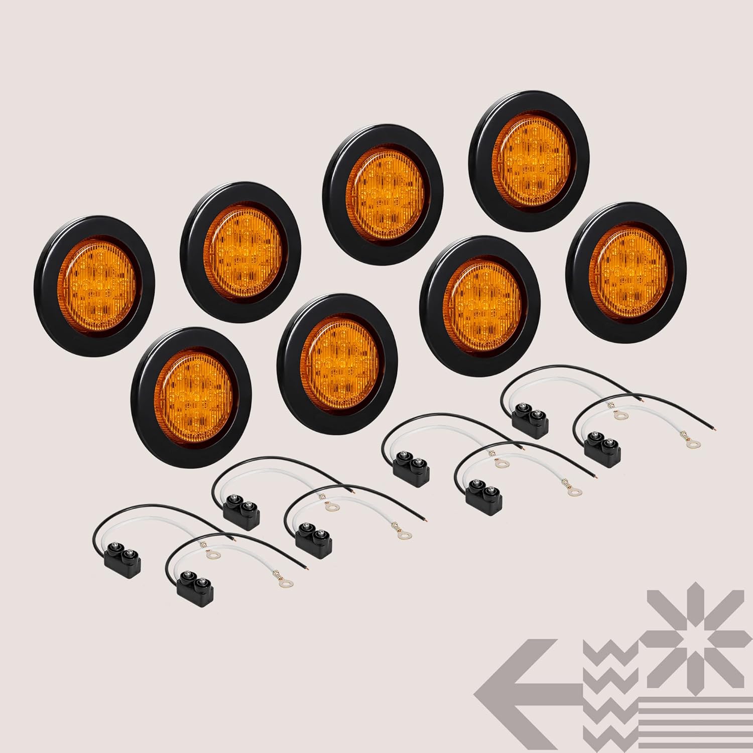 ONLINE LED STORE – Luces de delimitación lateral de 13 LED, redondas, de 6.35cm (padre)., paquete de 8, Ambar