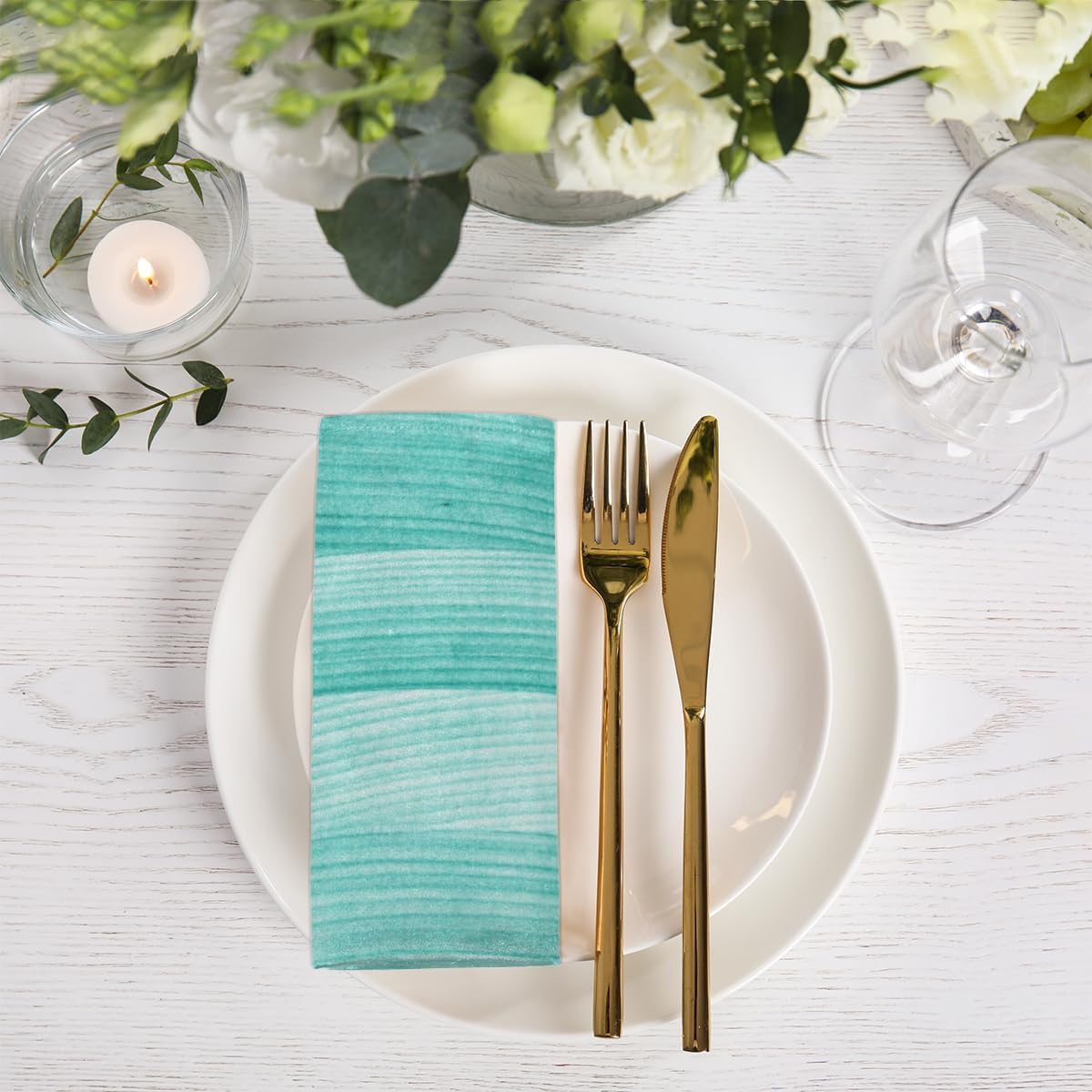 Cloth Napkins Set of 6 Blue Wood 20×20 Inch Cloth Napkins Wooden Texture Washable Reusable Kitchen Dinner Napkins Table Decor for Wedding, Holiday