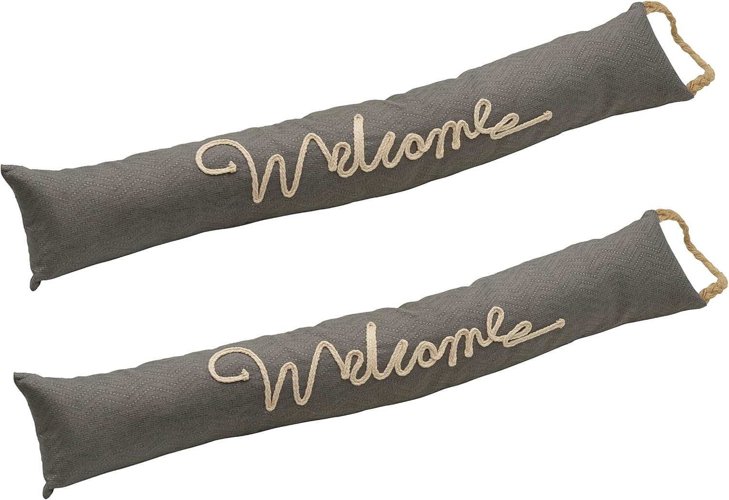 Tapones de bienvenida de tela gris, 32.68 x 3.15 x 5.91 pulgadas, juego de 2
