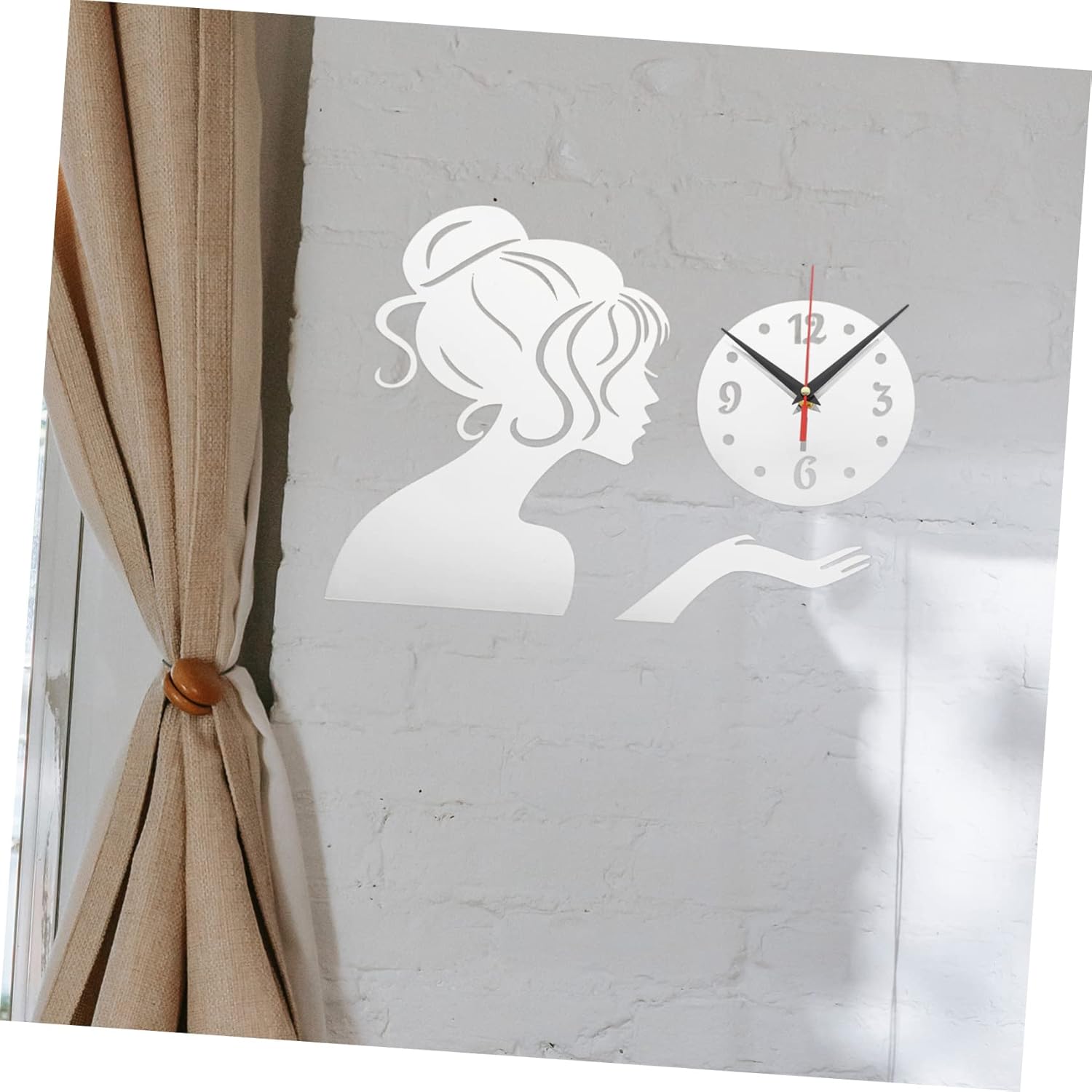 Garneck Reloj de pared con espejo para niñas, moderno, decoración de pared, casa de campo, decoración de pared, reloj de pared negro, reloj de pared