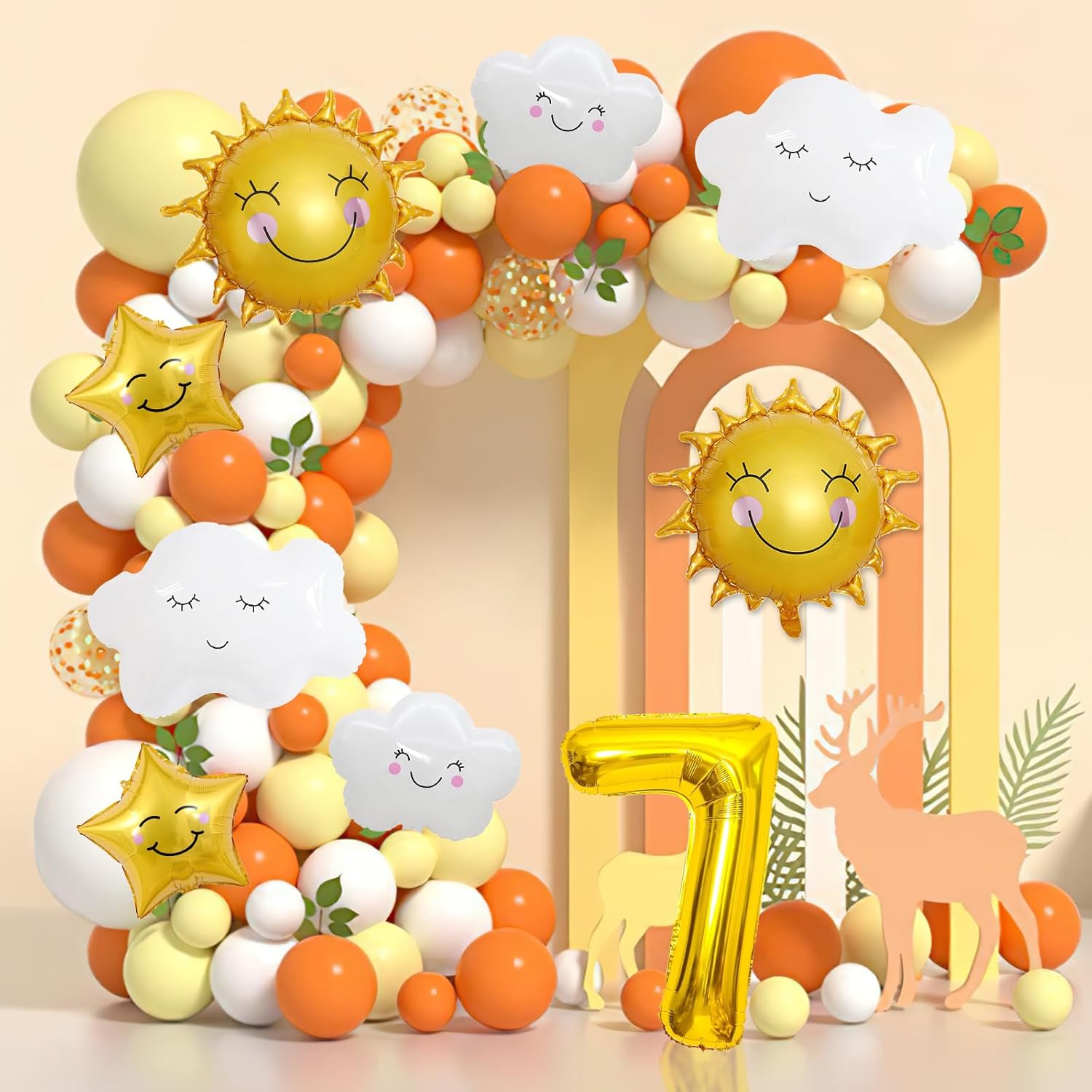 9 globos de papel de aluminio con diseño de flor de sol, cara sonriente, número de cumpleaños, suministros de fiesta de cumpleaños de sol,