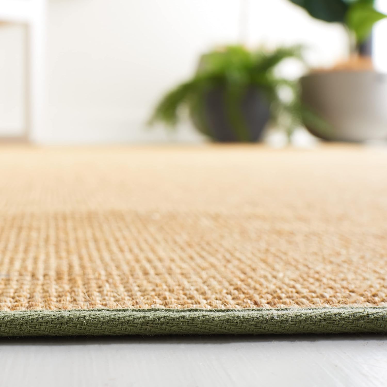 Martha Stewart Collection by SAFAVIEH MSR9501E – Alfombra de sisal y yute de 5 x 7 pies, color naturalverde