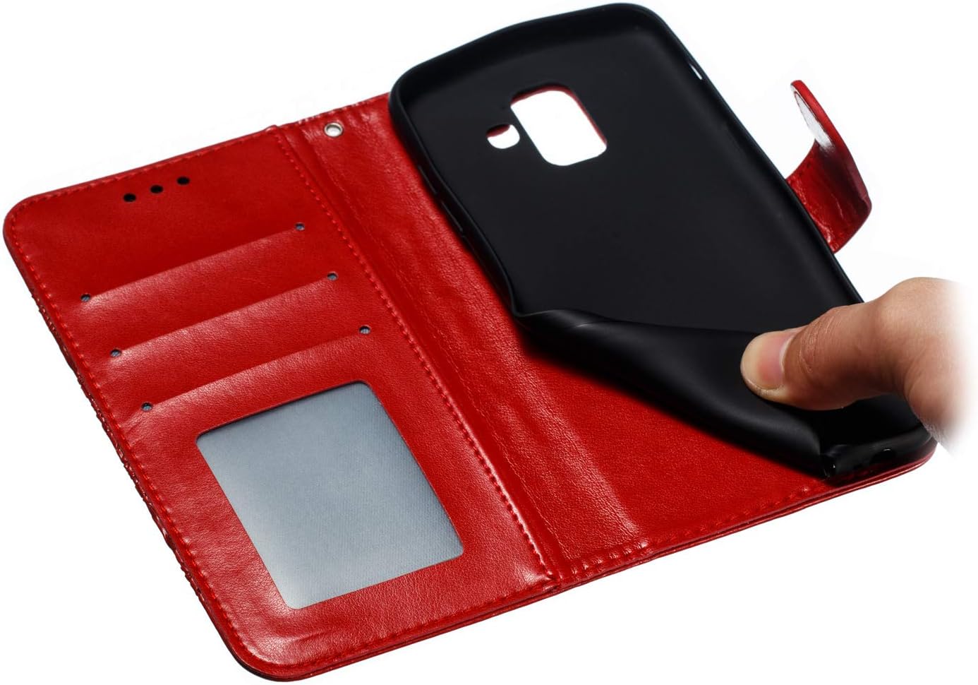 LEECOCO – Funda para Samsung A6 2018 con diseño de mandala en relieve de lujo de piel sintética con tapa para cuaderno, cartera con soporte