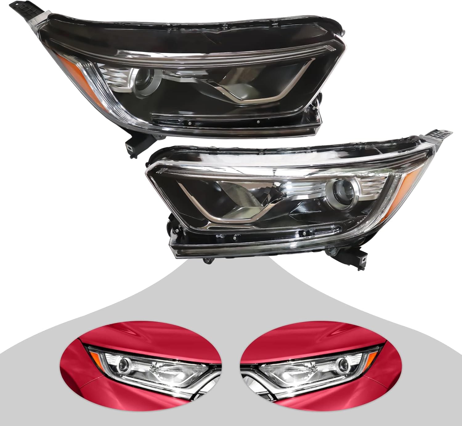 CNCEST Par de faros delanteros halógenos LED DRL  Carcasa Balck lente transparente  Ajuste directo  Para Honda CRV 2017 2018 2019 2020 2021