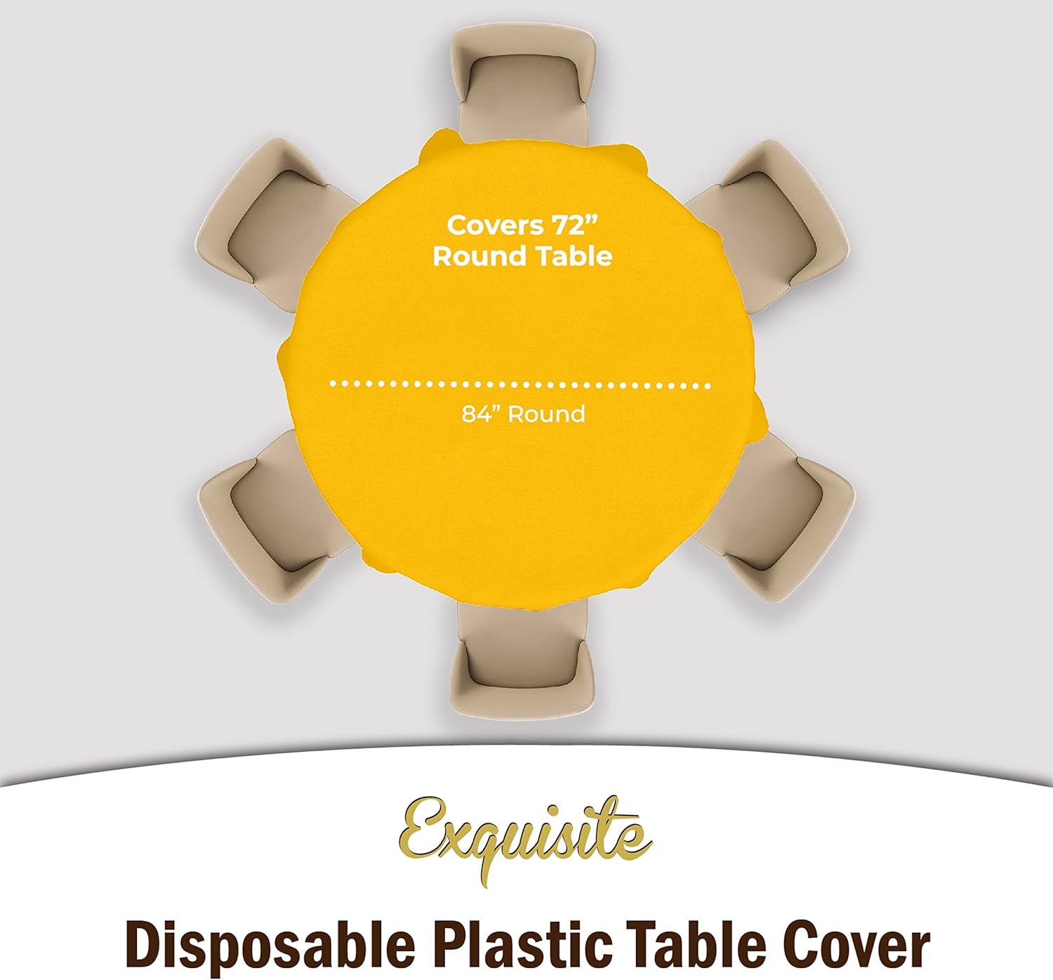 Exquisite Paquete de 4 manteles de plástico amarillo  Mantel redondo desechable de 84 pulgadas para fiestas  Mantel redondo  Manteles desechables