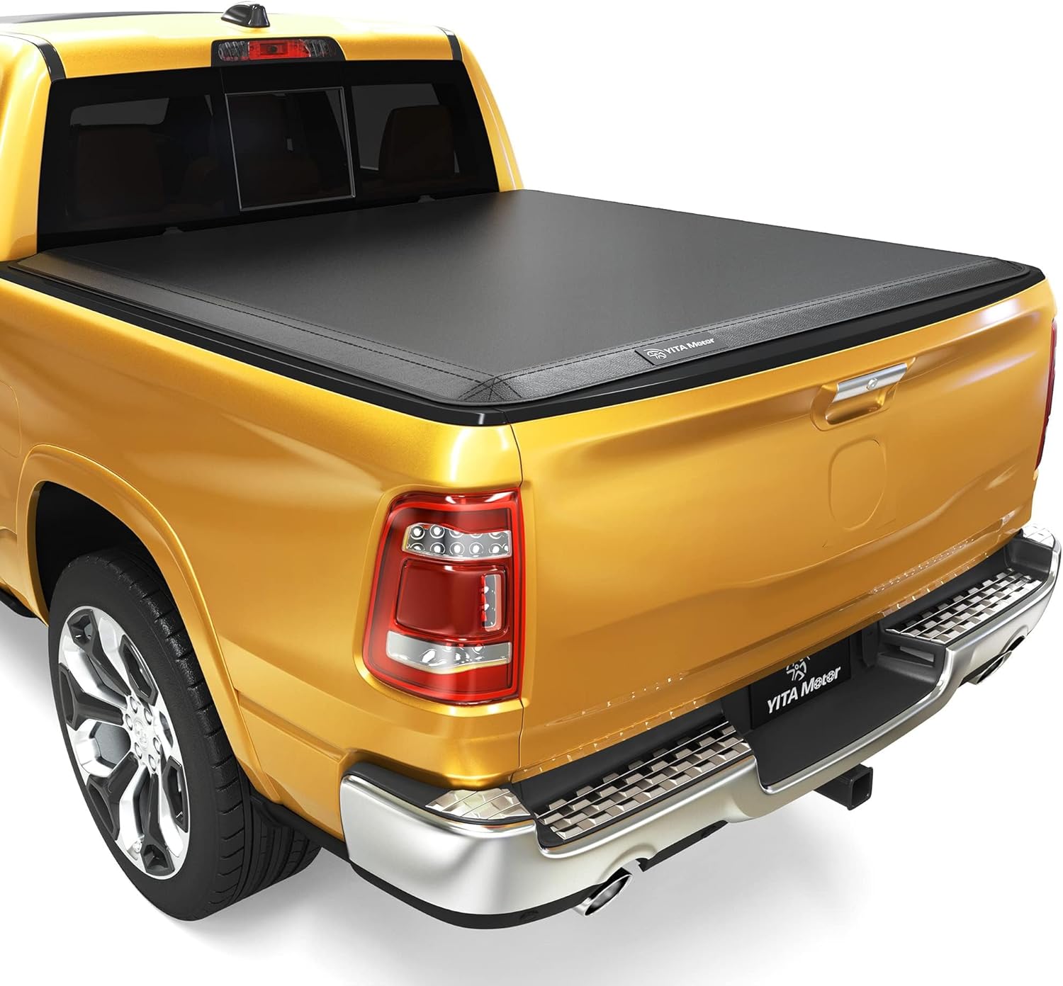 YITAMOTOR Cubierta suave para caja de camioneta plegable cuádruple compatible con Dodge Ram 1500 2009-2023 (solo 19-23), caja Fleetside de 6.4 pies