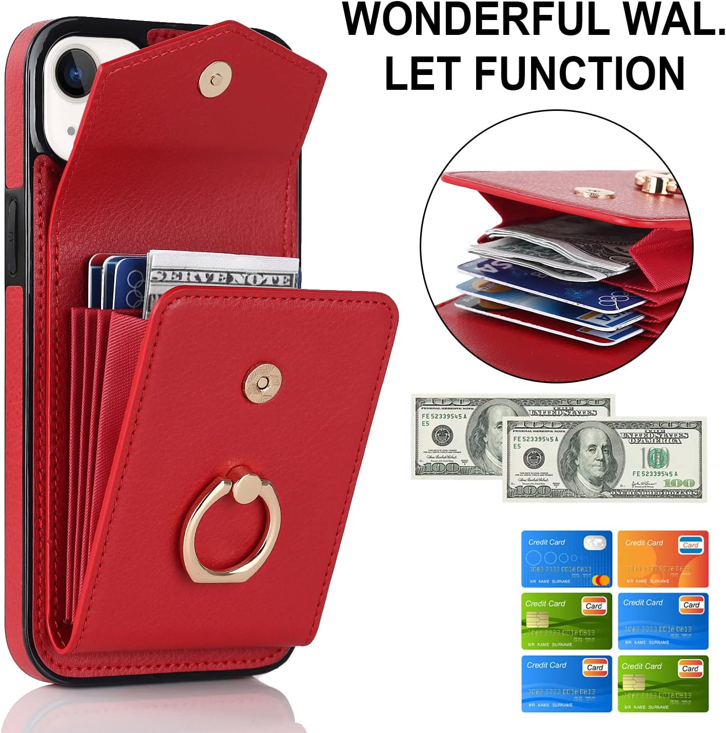 Asuwish Funda para iPhone 13 Mini de 5.4 pulgadas con protector de pantalla de vidrio templado y anillo RFID, soporte para tarjeta de crédito,