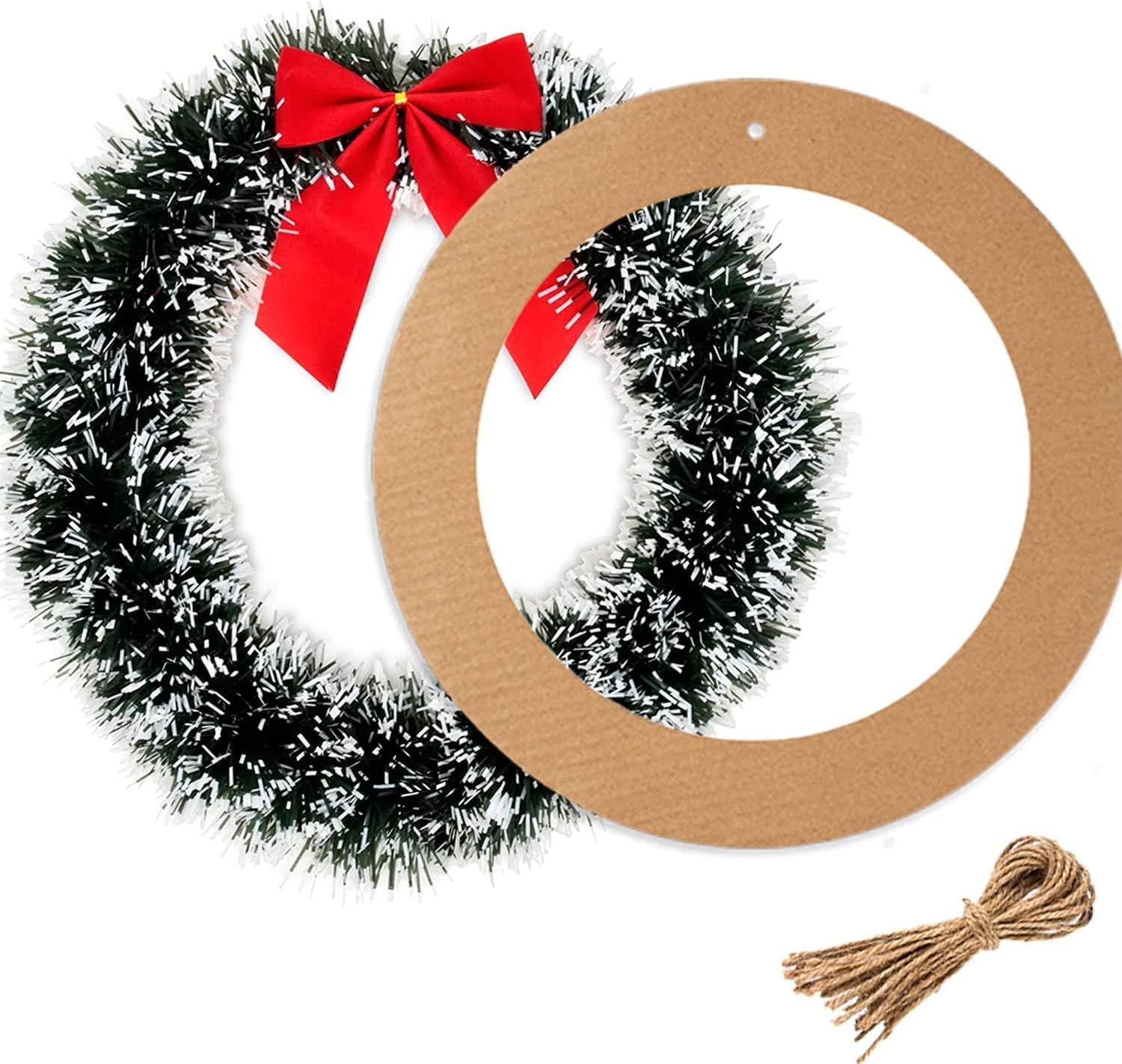 10 coronas redondas colgantes grandes de cartón de 12 pulgadas para manualidades, círculo redondo de papel, adornos colgantes de Navidad, adornos