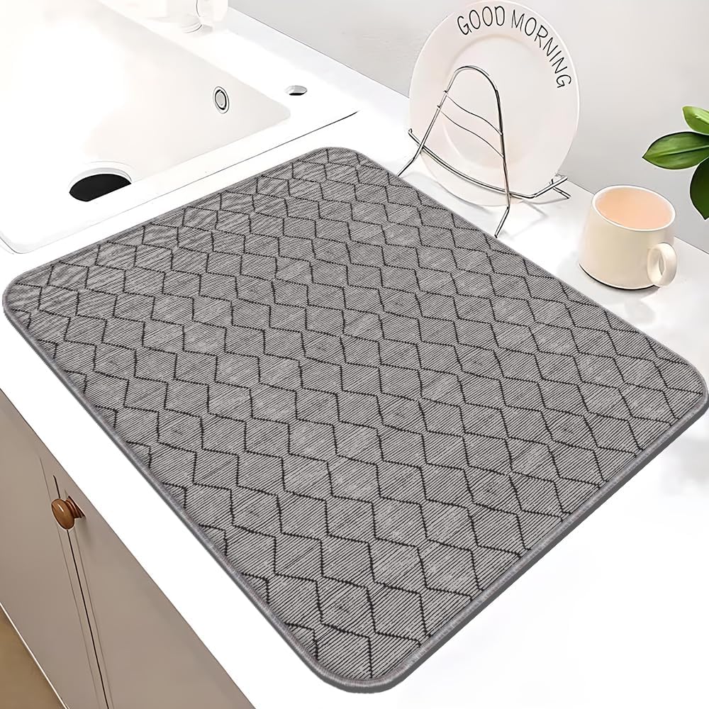 DEVBEST Tapete para secar platos  Tapetes de secado de platos ultra absorbentes  Lavable a máquina y secado súper rápido  Solución práctica para