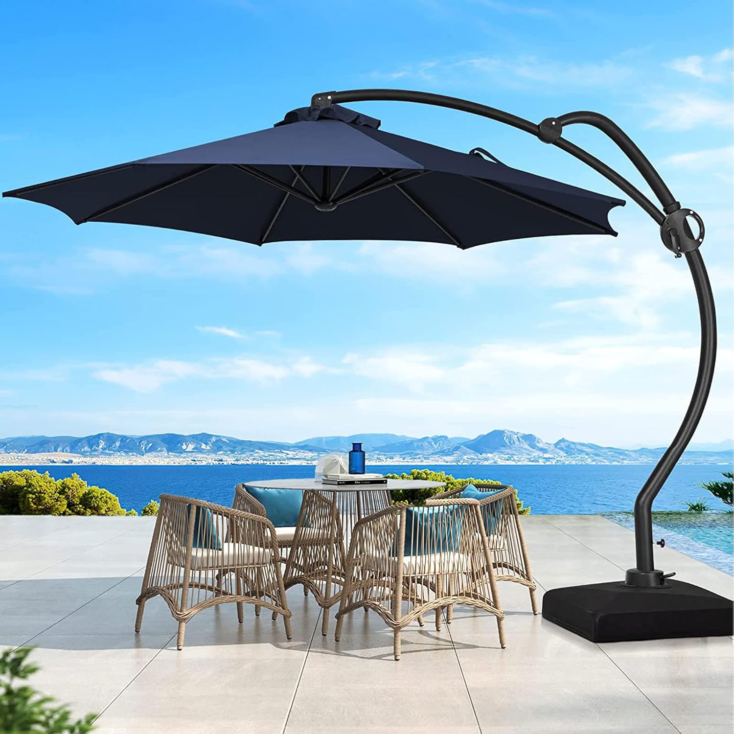 Toldo de repuesto para sombrilla de patio, 6 varillas  8 varillas de 10 pies, para exteriores, protección UV 50+ para sombrilla de plátano, columna