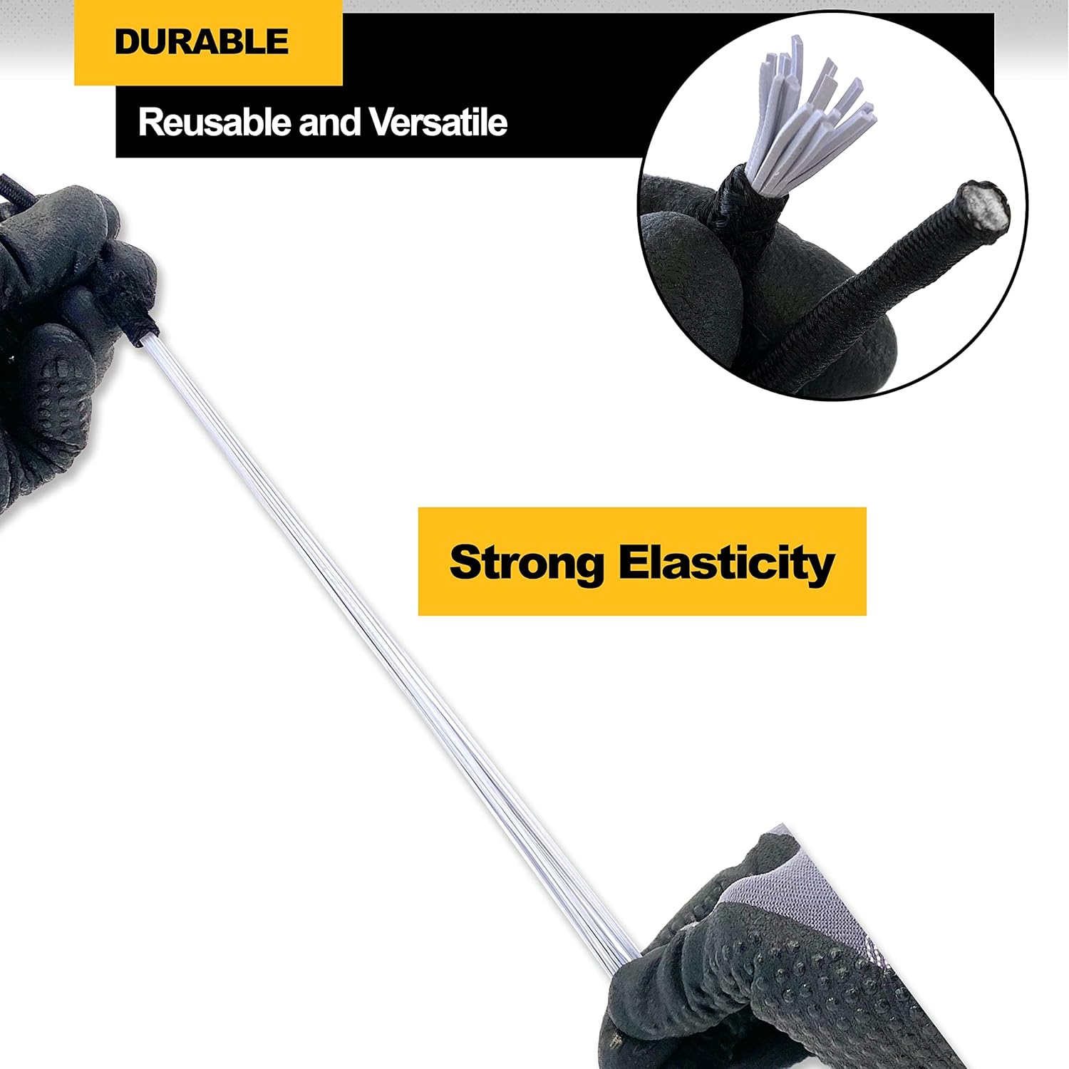 Wellmax – Cuerda elástica para toldo de 9 pulgadas, 50 piezas, resistente de 0.197 in, color negro