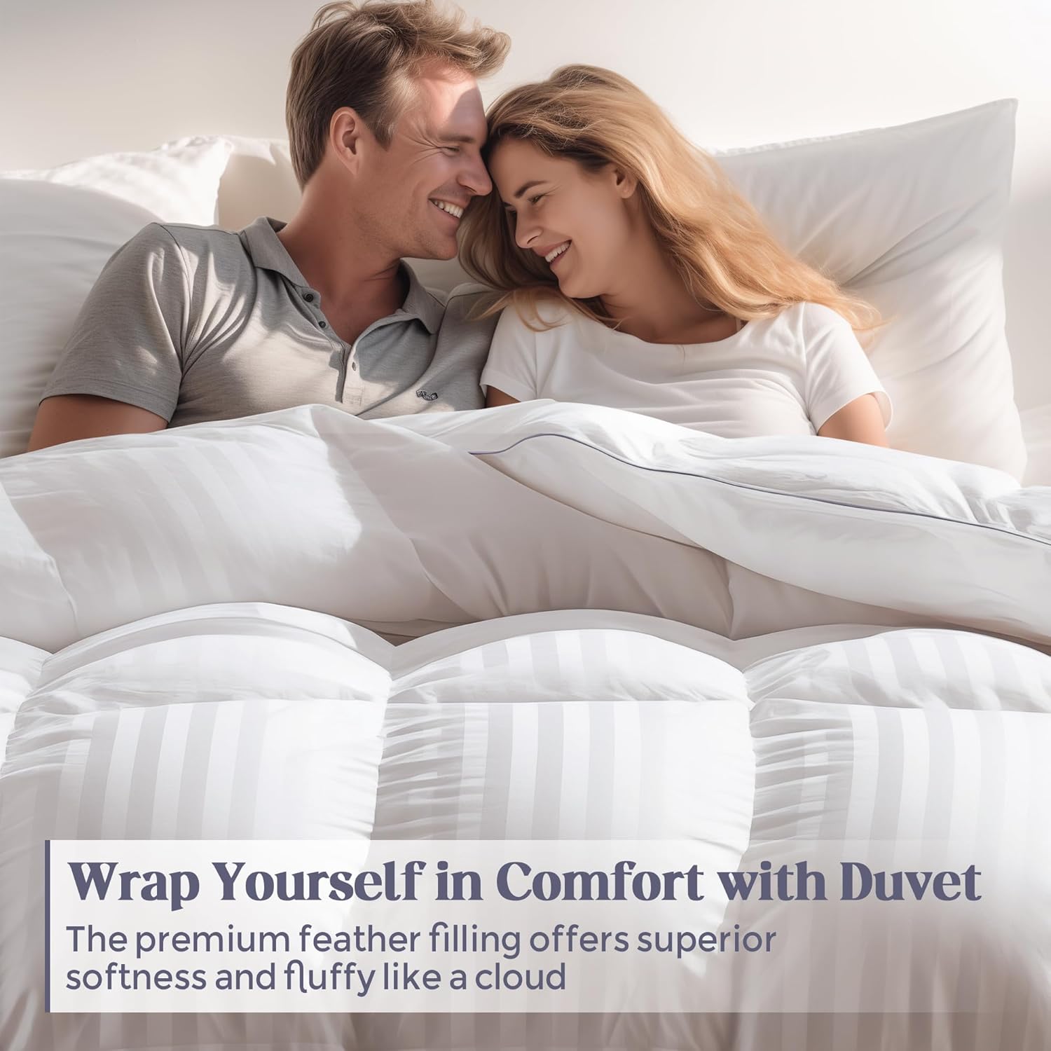 Edredón de plumón tamaño King, relleno de edredón para todas las estaciones para ropa de cama, colección de hotel, edredón de plumas blancas, 500