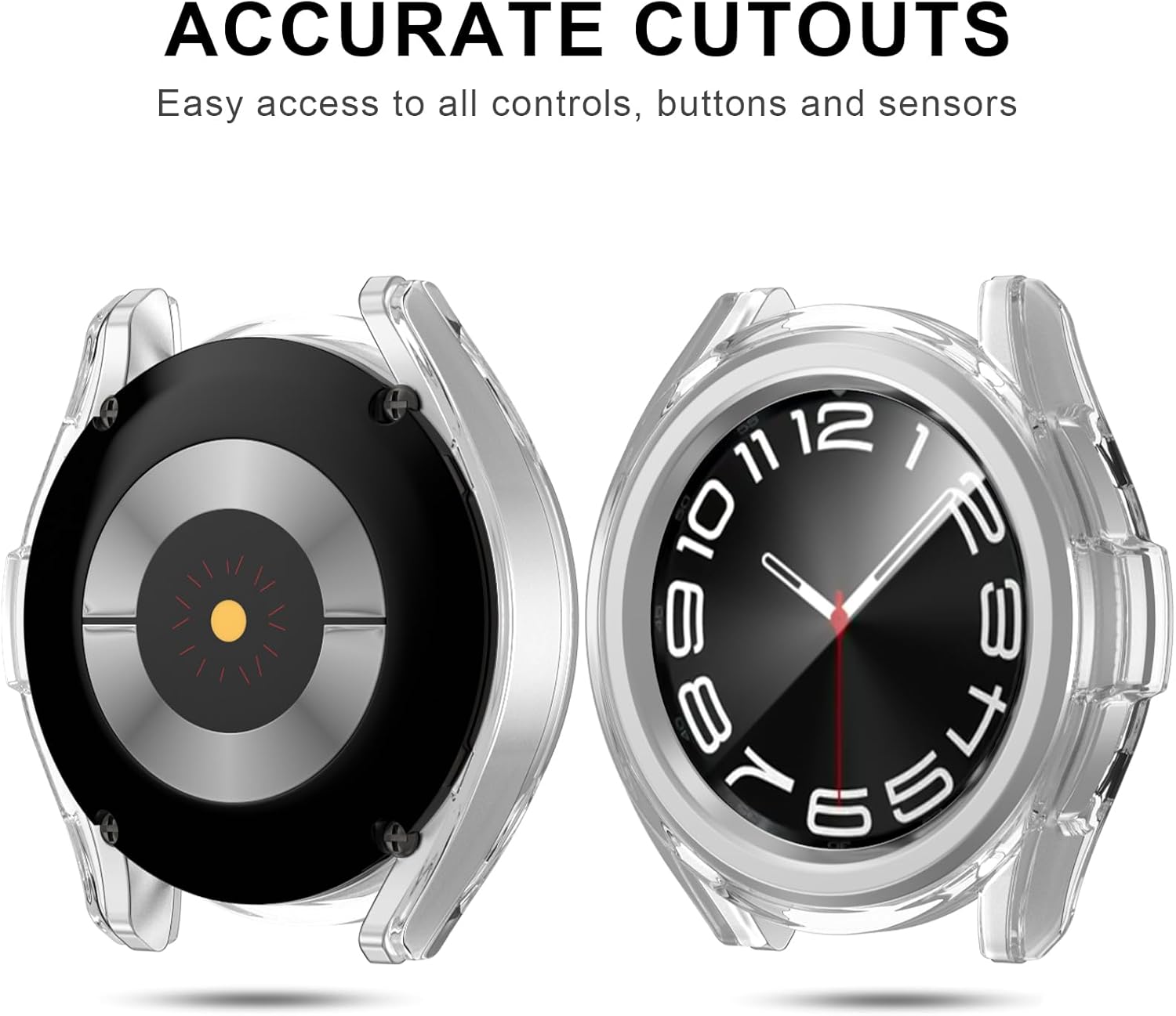 Paquete de 2 + 4 fundas con protector de pantalla para Samsung Galaxy Watch 6 Classic de 1.693 in, funda protectora de policarbonato duro JZK 2 + 4