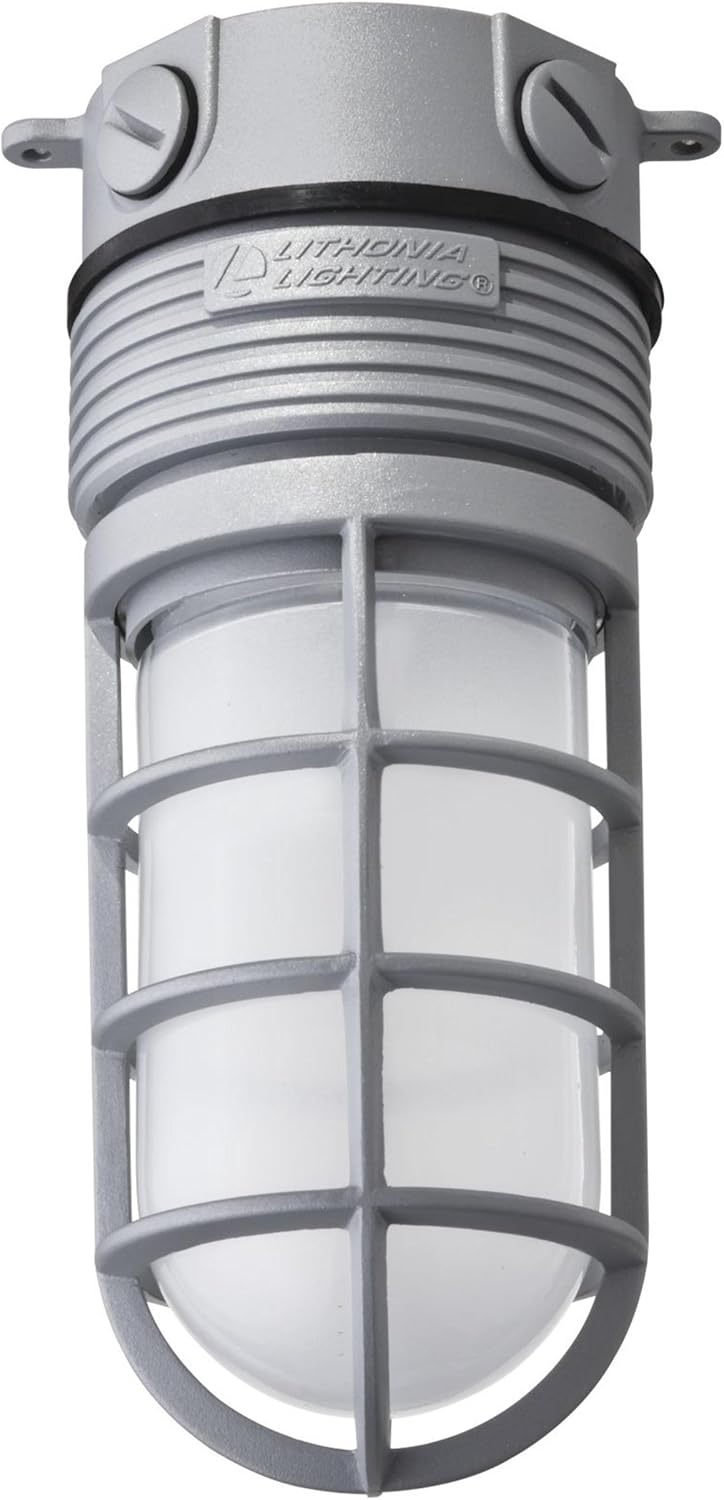 Lithonia Lighting OLVTCM M6 – Luz de vapor LED para montaje en techo, 4000k, 15 vatios, 600 lúmenes, 120 voltios, gris, MVOLT, gris