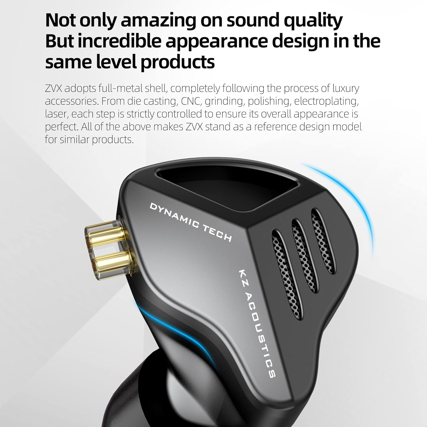 KZ ZVX – Auriculares con cable, auriculares intrauditivos con micrófono, controlador dinámico lineal de doble cavidad de 0.394 pulgadas, auriculares
