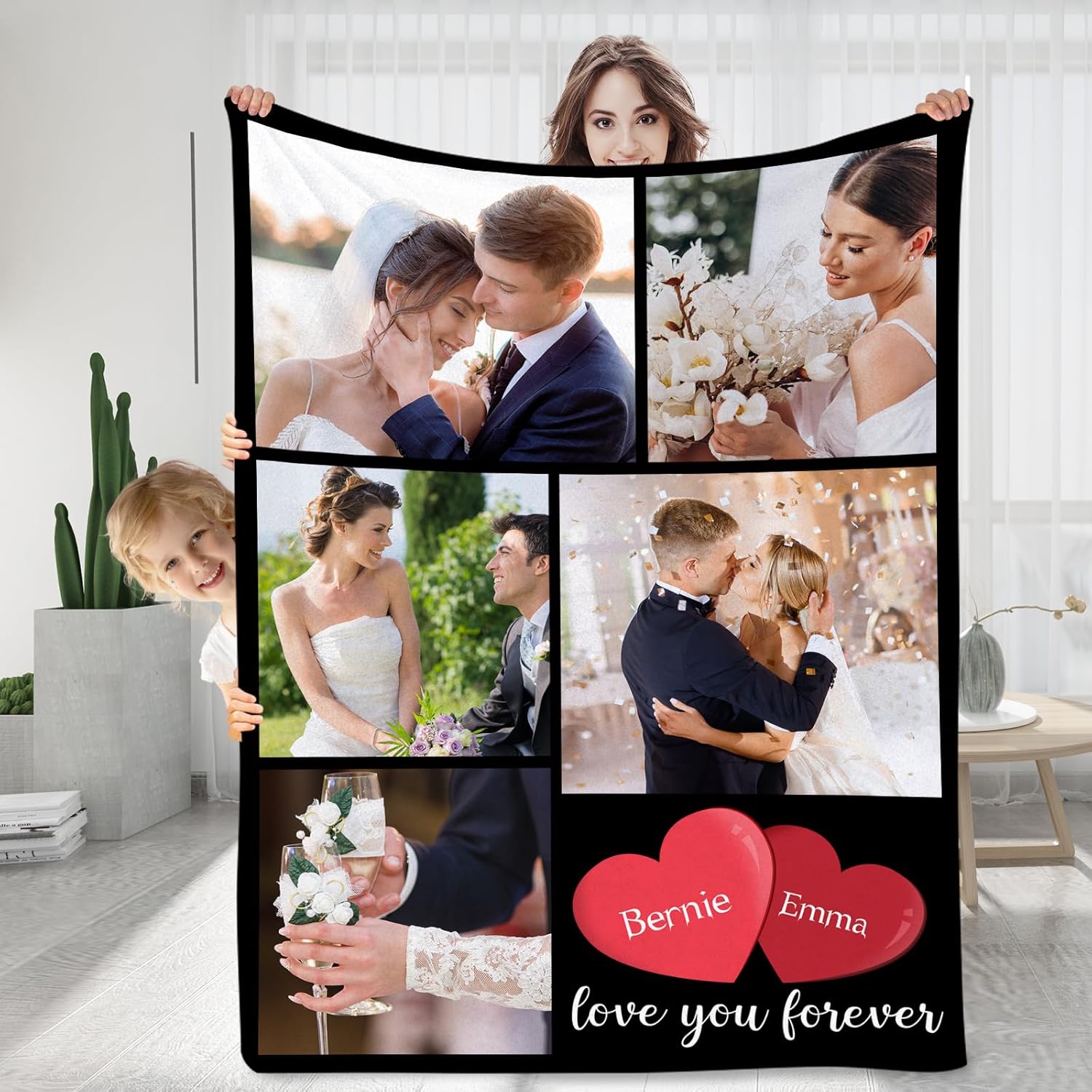 Manta personalizada con fotos, texto, regalos personalizados para parejas, mantas con fotos con mis propias fotos, mantas personalizadas con fotos