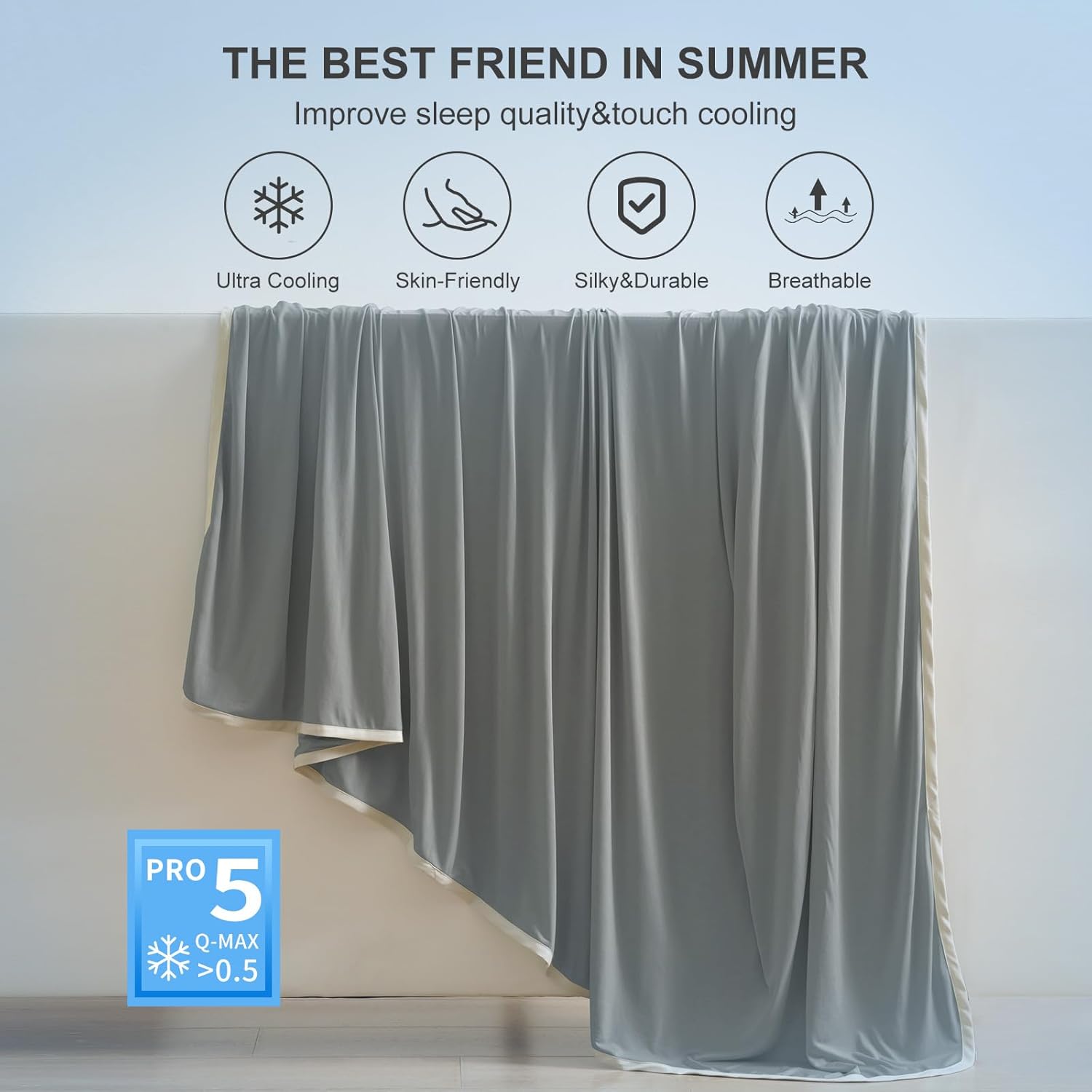 PHF Arc-Chill Q-Max0.5 – Manta refrescante doble para personas que duermen con calor y calor en tamaño individual, con doble refrigeración, absorbe