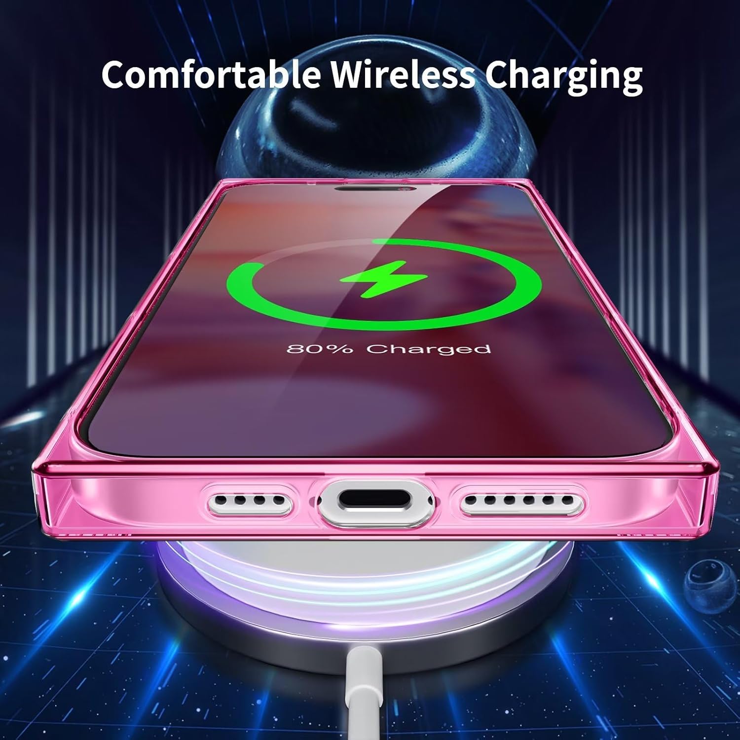 Tzomsze Compatible con funda cuadrada transparente para iPhone 15, protección completa de la cámara y cojín de TPU en las esquinas reforzadas, funda
