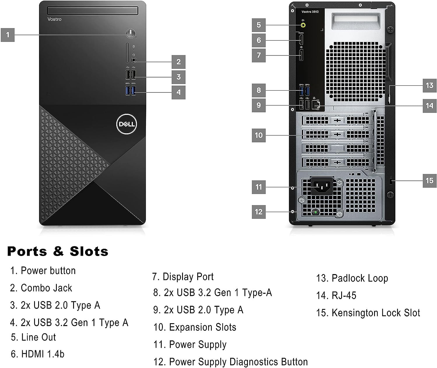 Dell Vostro 3000 Series 3910 Escritorio empresarial  Intel Core i7-12700  32 GB de RAM  SSD de 1 TB  HDMI  DP  Teclado y mouse con cable  Wi-Fi 6