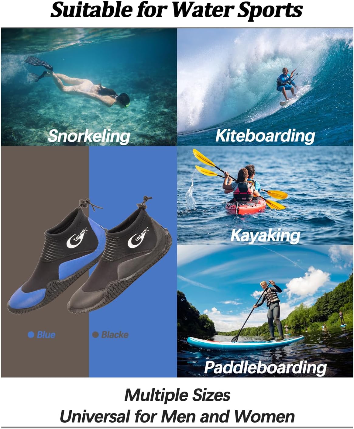 Botas de buceo de neopreno, botas de buceo, surf, para hombres y mujeres, 0.118 in, botas de vela con suela de goma antideslizante de alta calidad