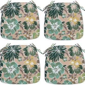 Magpie Fabrics Cojines de silla en forma de U de 17 x 16 x 2 pulgadas con lazos, 4 unidades, para interiores y exteriores, impermeables, para todo Magpie Fabrics Cojines de silla en forma de U de 17 x 16 x 2 pulgadas con lazos, 4 unidades, para interiores y exteriores, impermeables, para todo