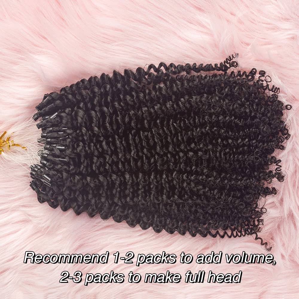 Niawigs – Extensiones de cabello humano afro rizado microlink para mujeres negras, extensiones de cabello humano rizado 4C, extensiones de cabello