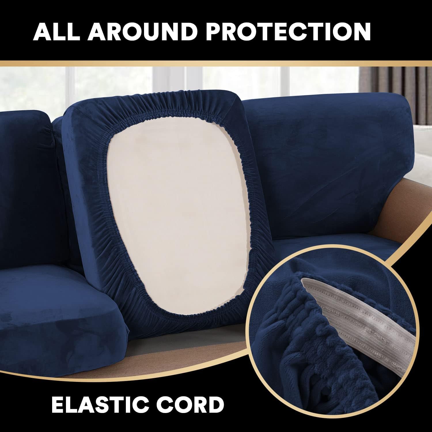 PrinceDeco Funda de sofá de 4 piezas de terciopelo suave para sofá de dos plazas (2 fundas de asiento más 2 fundas de respaldo con cusión),