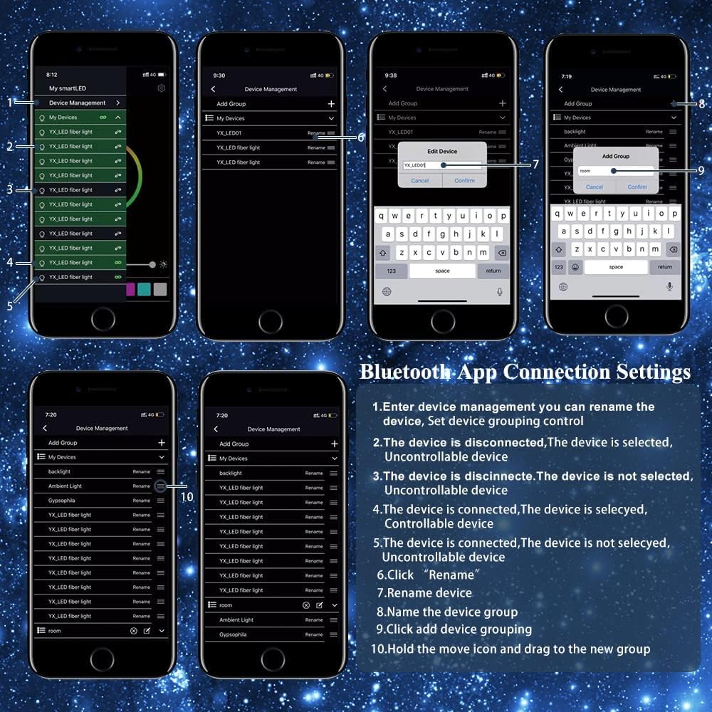 AKEPO – Kit de luz musical RGBW de 16 W, parpadeante, estrella fugaz, de cabezal doble, fibra óptica, controlada a través de aplicación, para el