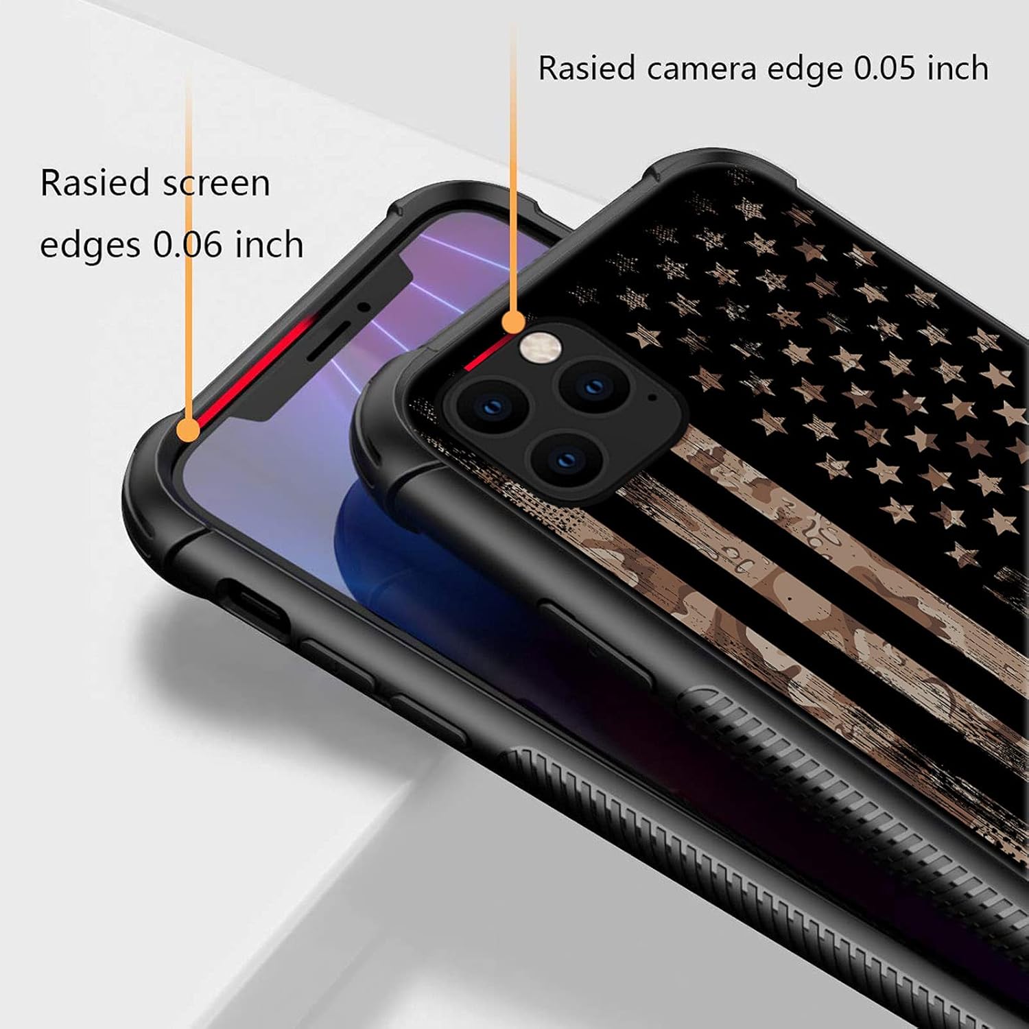 Yuning419 Funda compatible con iPhone 11, diseño de plexiglás 11 para niños y hombres, diseño de bandera estadounidense de grano de madera, a prueba