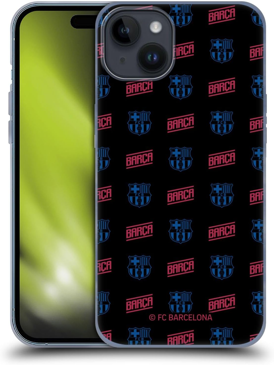 Head Case Designs Officially Licensed FC Barcelona Pattern Forca Barca Soft Gel Case Compatible with Apple iPhone 15 Plus
