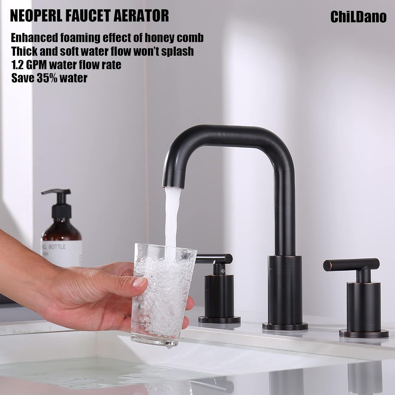 Grifo de baño de bronce aceitado de 3 agujeros, 2 manijas de bronce frotado, grifo de baño generalizado con fregadero, drenaje desplegable y líneas