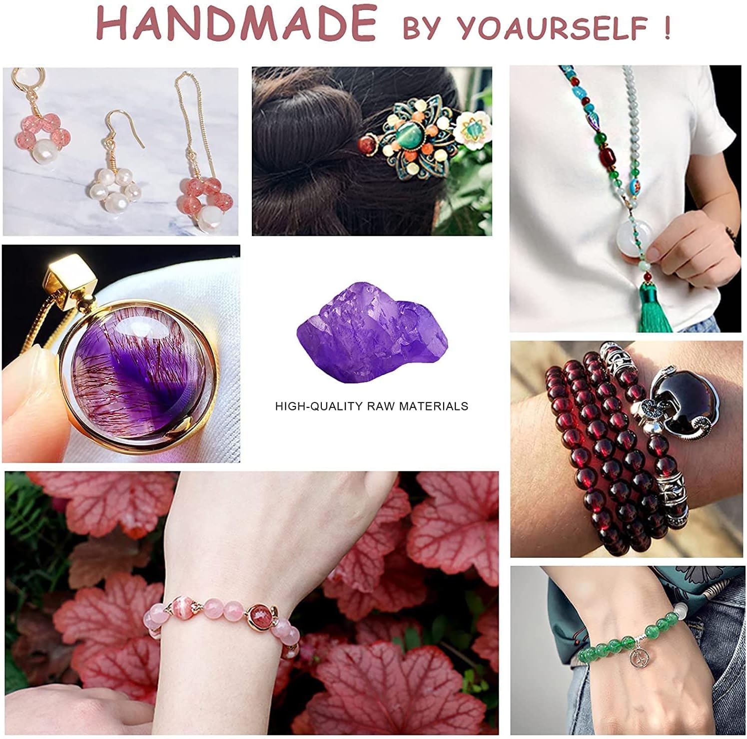 45 cuentas de 0.315 in de color morado natural, amatistas de encaje de ensueño, redondas, sueltas, piedras preciosas para hacer joyas y bricolaje de