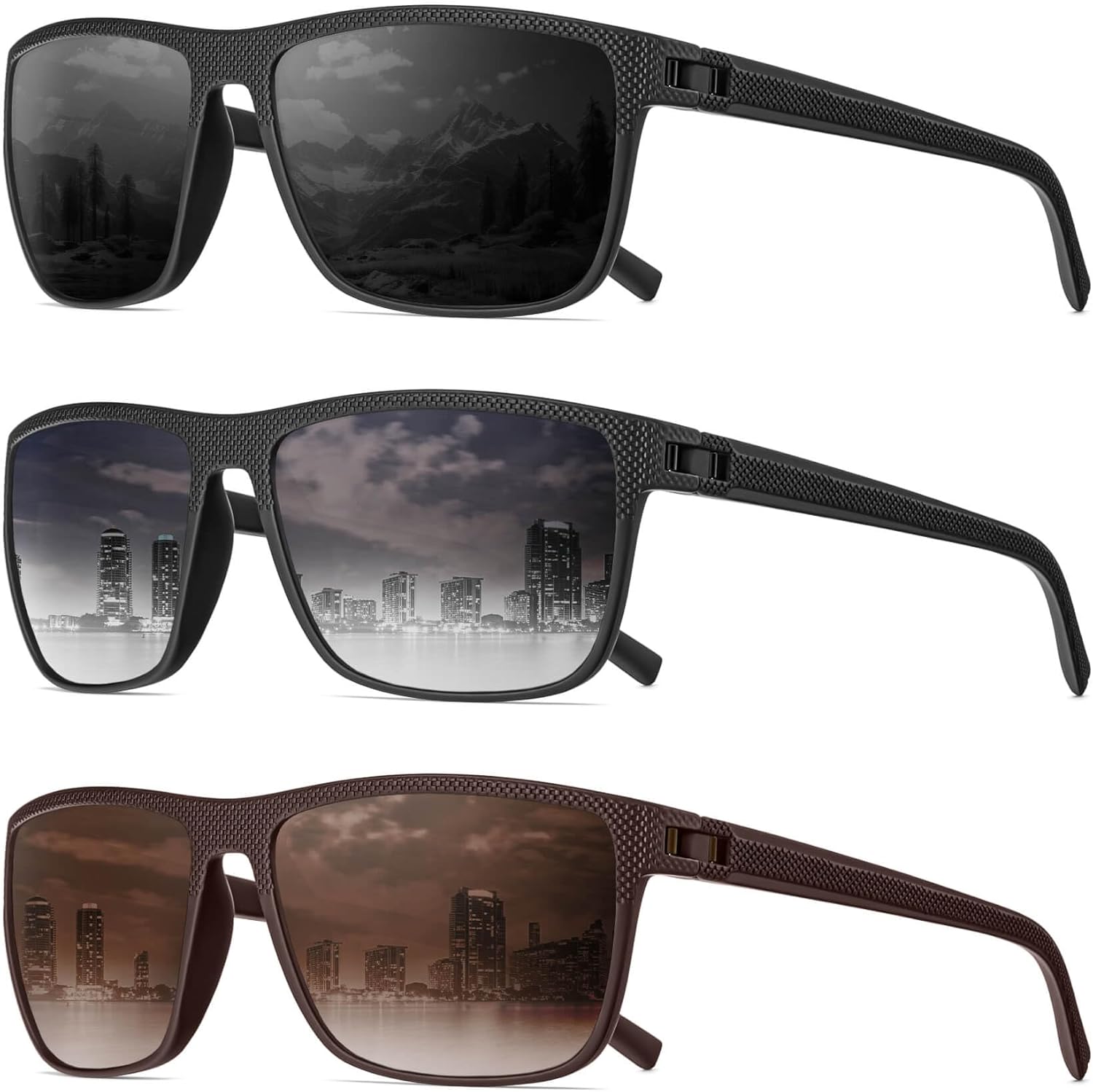 Gafas de sol polarizadas para hombre, ligeras, cuadradas, para conducir, deportes, con protección UV400