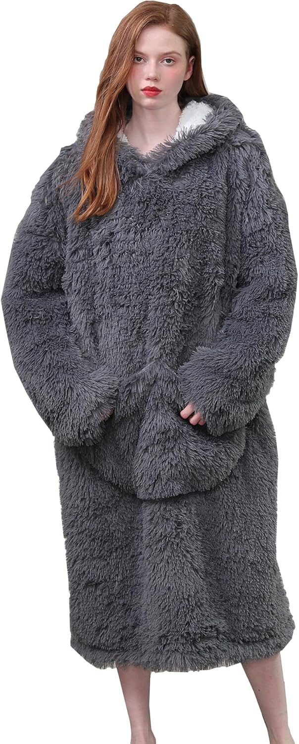 Sudadera con capucha de invierno de gran tamaño, suave y cálida, forro polar Sherpa con capucha para hombres, mujeres y adolescentes