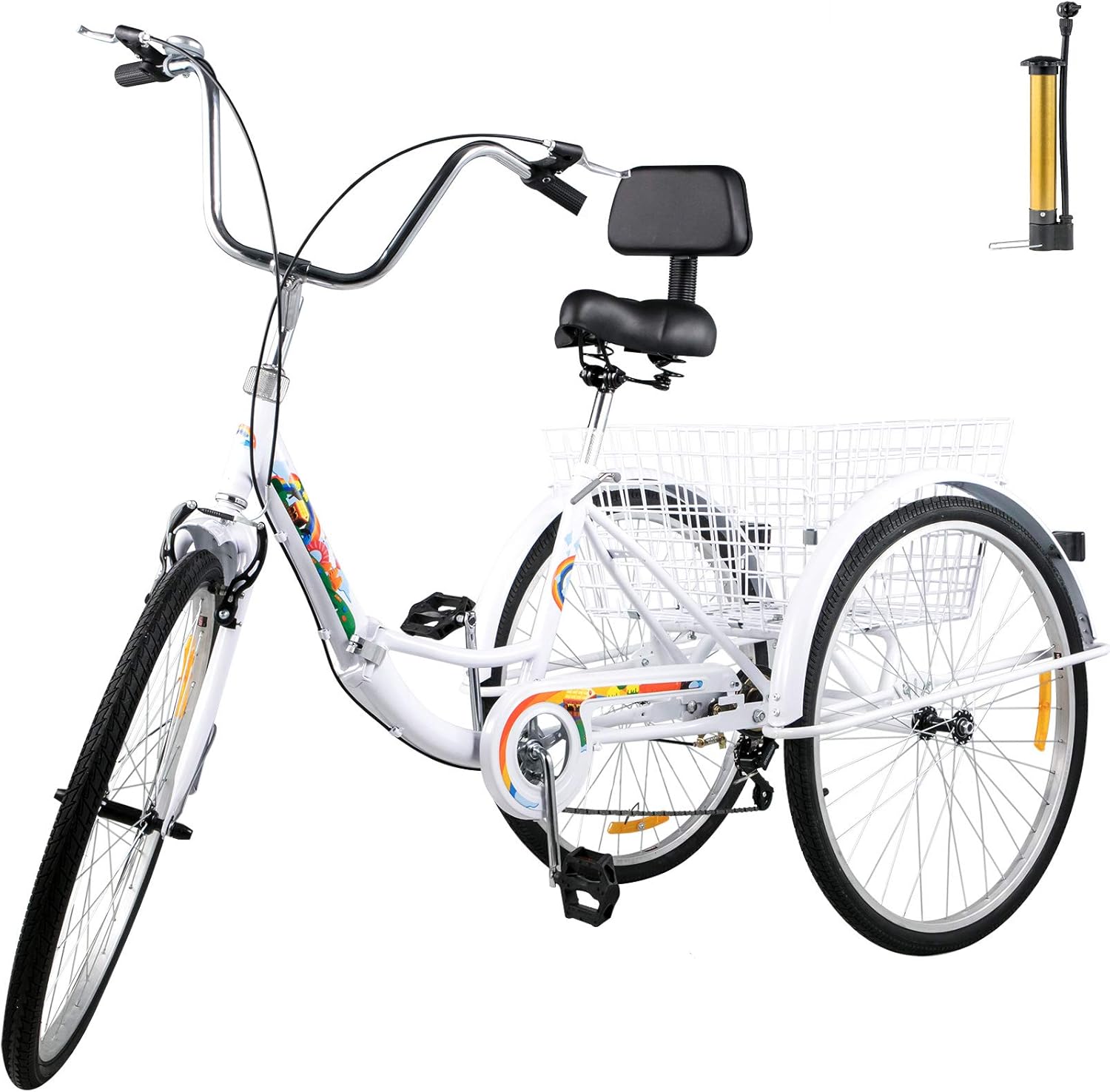 Triciclo para adultos de 24 pulgadas, 7 velocidades, 3 ruedas para adultos, bicicleta de tres ruedas para adultos, triciclo plegable para adultos,