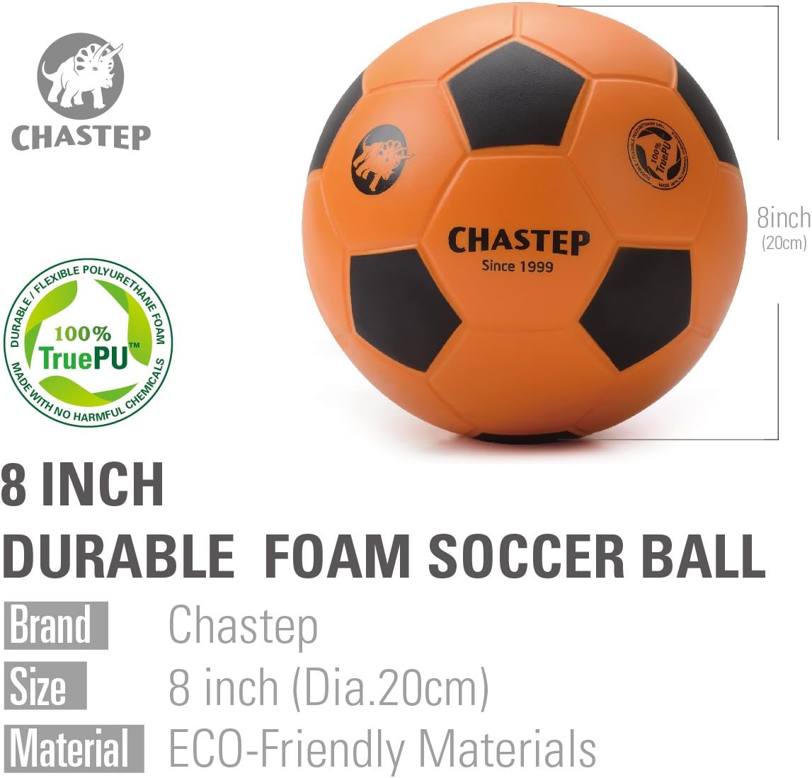 Chastep Balón de fútbol de espuma deportiva para niños o principiantes, pelota de fútbol de esponja de 8 pulgadas, juego seguro y suave