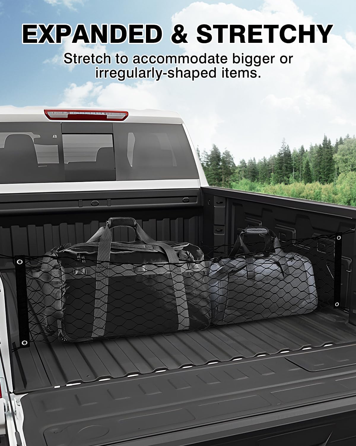 Karltys Red de carga para caja de camión para Dodge Ram 1500 2019-2024, red para caja de camión para Ram 1500, accesorios de camioneta, estilo