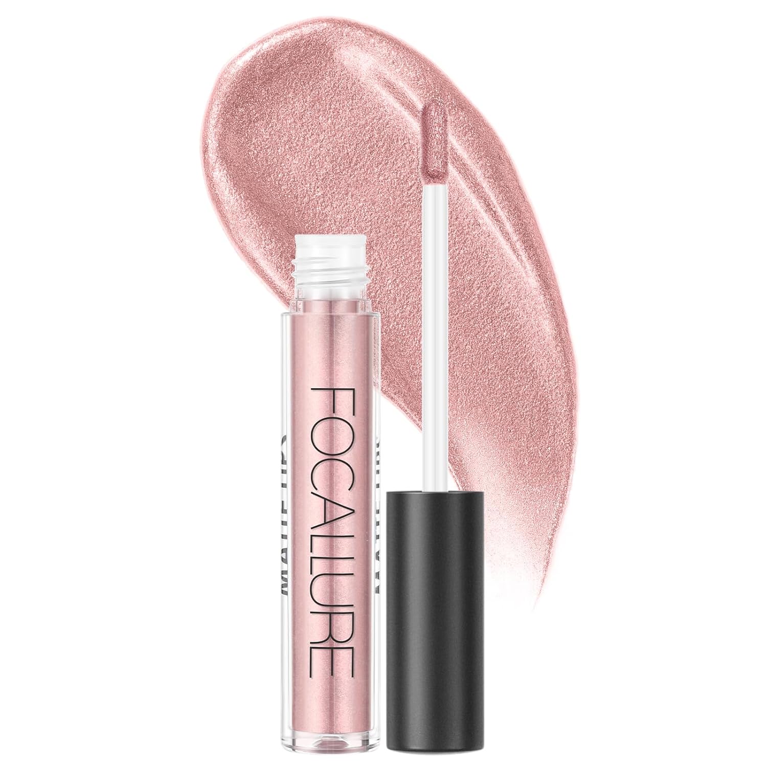 FOCALLURE Brillo labial metálico, lápiz labial líquido impermeable de larga duración, altamente pigmentado, no se pega, color de labios de copa,