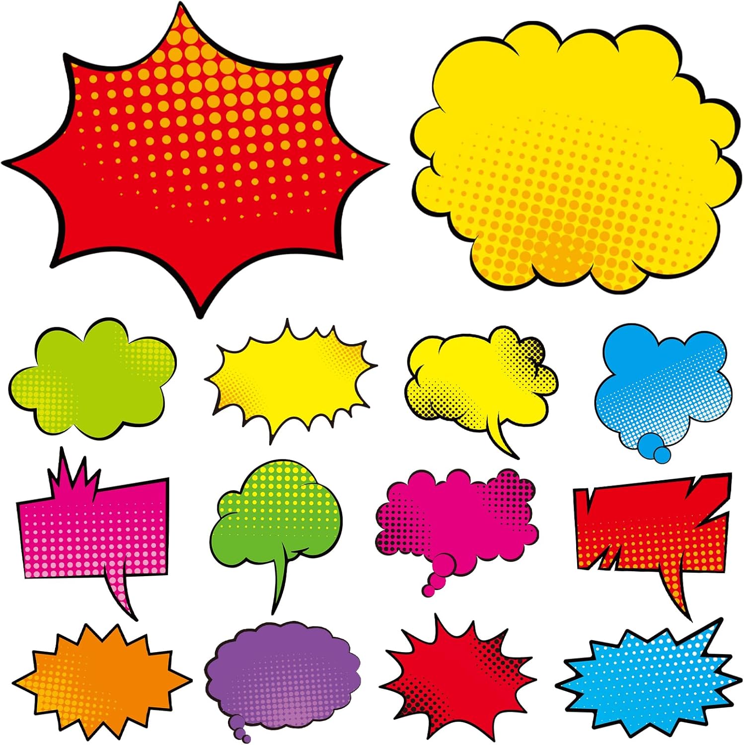 Juego de 75 recortes de tablón de anuncios de superhéroes de cómic, decoración de fiesta de aula, 25 diseños únicos, recortes de cartón para niños,