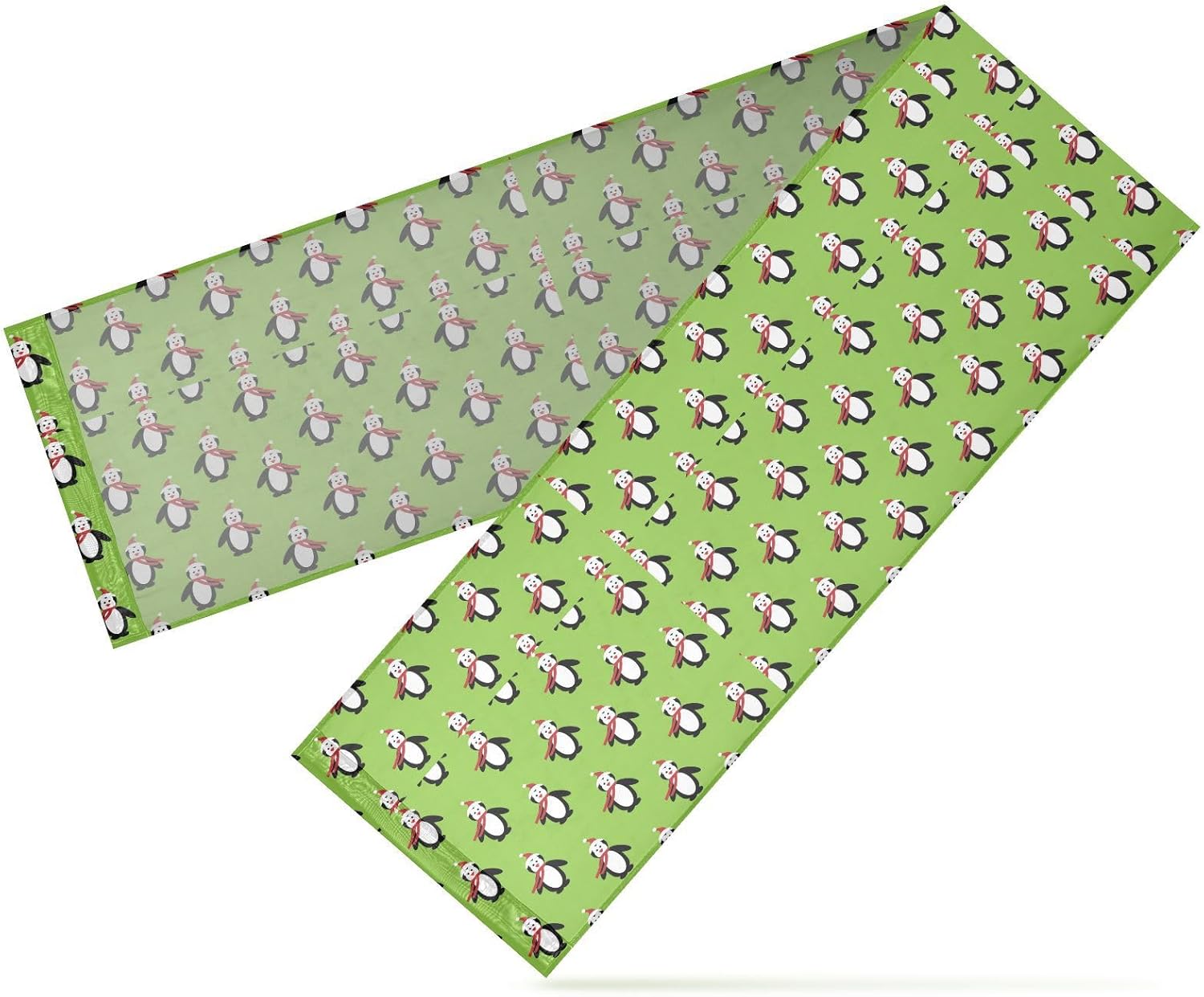 Camino de mesa de otoño verde de pingüino navideño para decoración de mesa de comedor, camino de mesa de Navidad, 108 pulgadas de largo