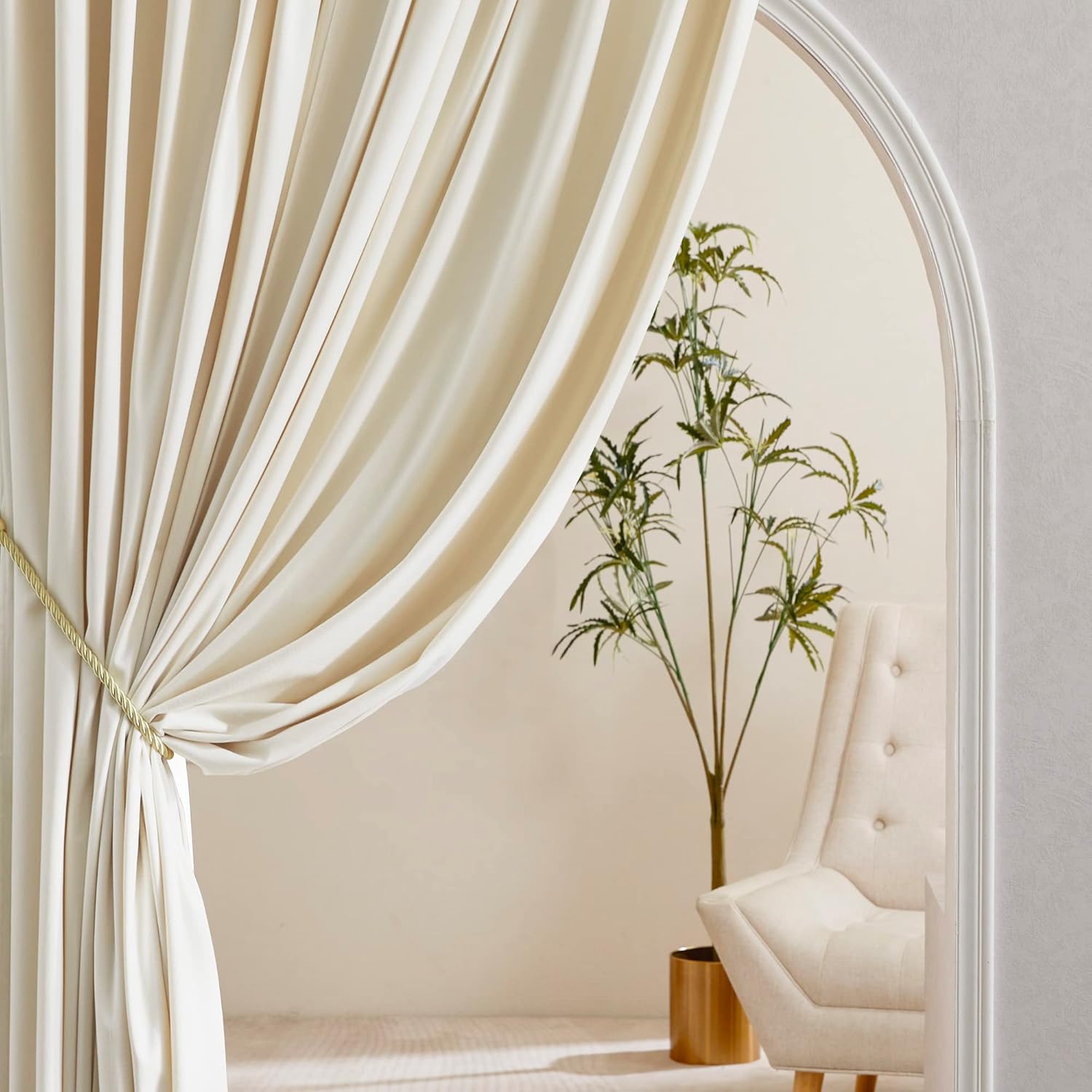 PONY DANCE Cortinas de terciopelo blanco de 96 pulgadas, paneles de cortina de terciopelo insonorizados con bloqueo de luz para sala de estar,